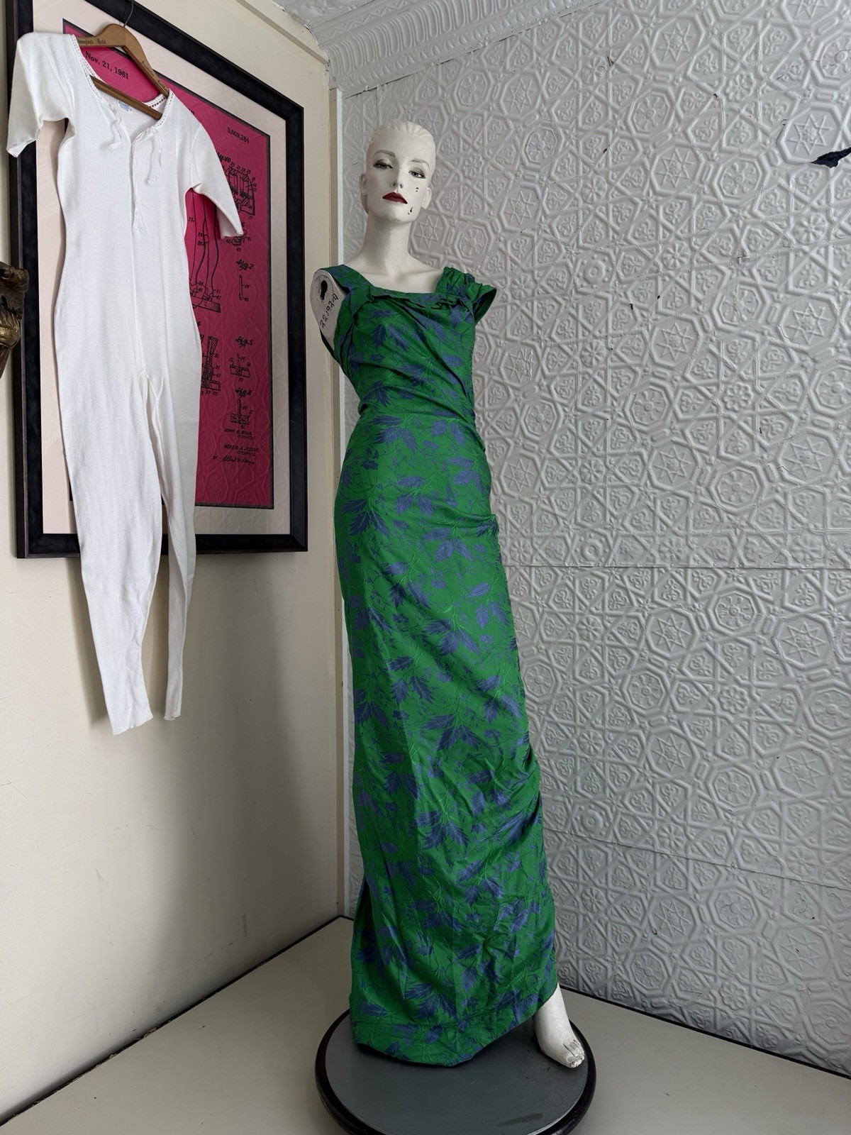 Ceil Chapman mermaid dress vintage designer gown glam 1950s midcentury Sarong S