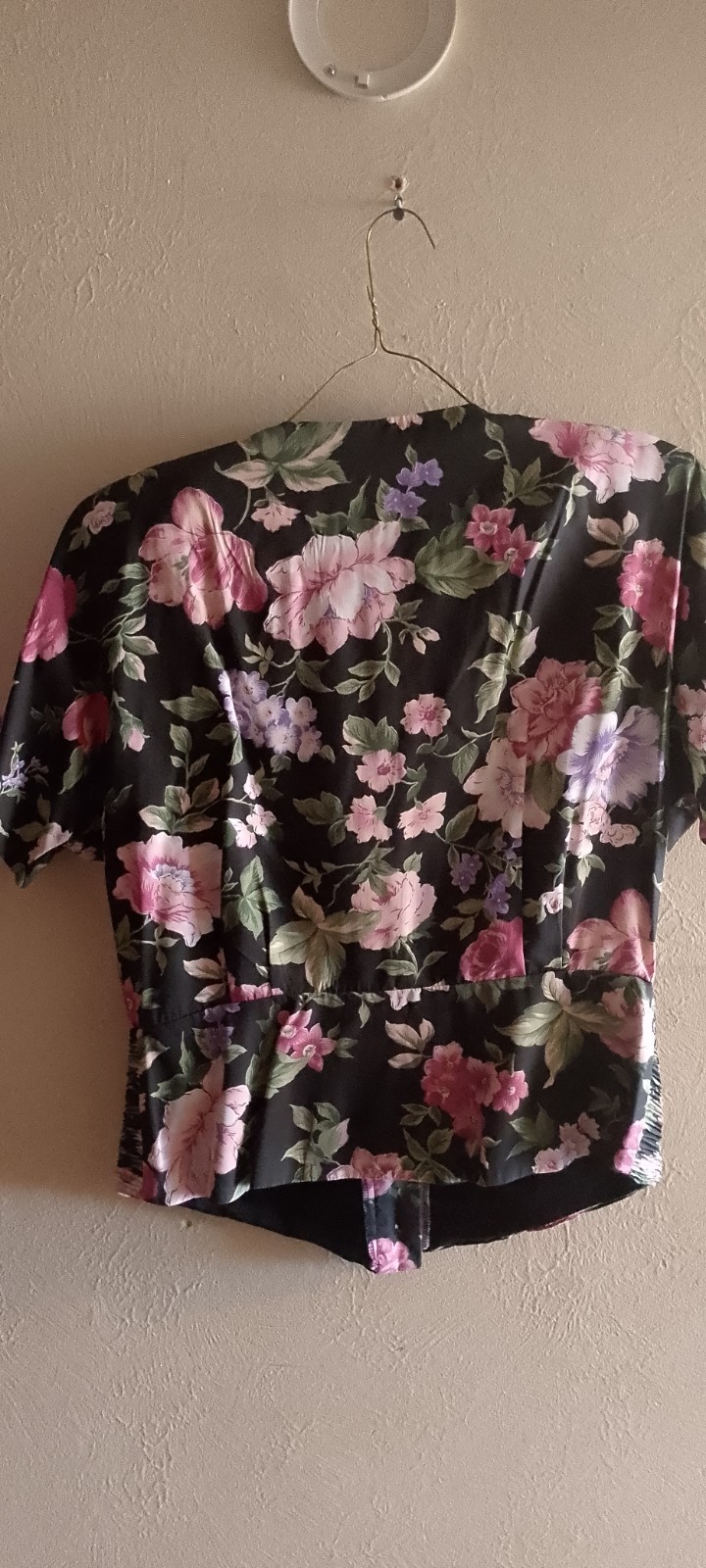 Vtg,Damon Petite,Ruched Waist Women’s Blouse/Jacket,Shor Sleeve,Floral,Union Tag