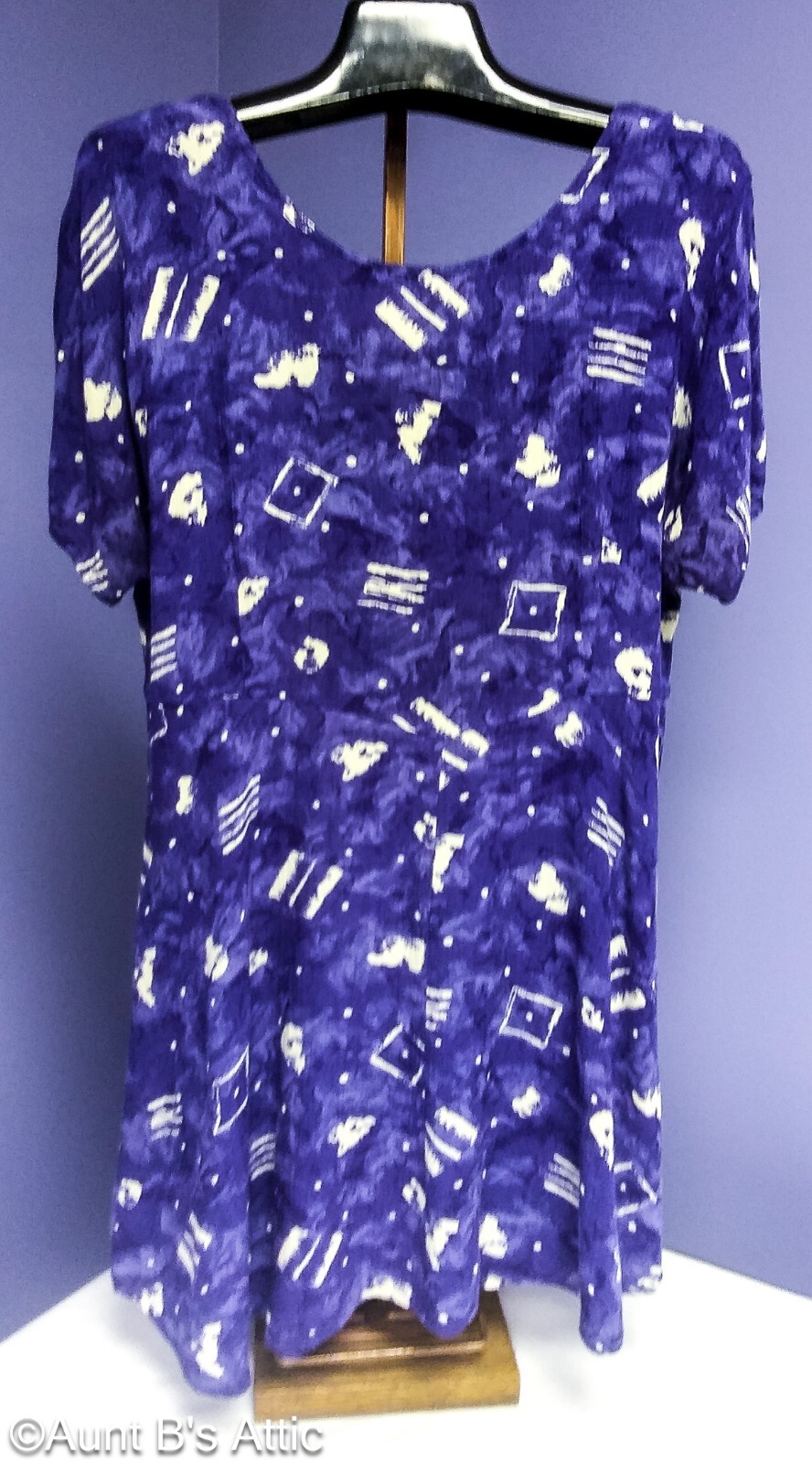Vtg 90’s Rabbit Rabbit Rabbit Designs Purple/White Abstract Print Dress XL
