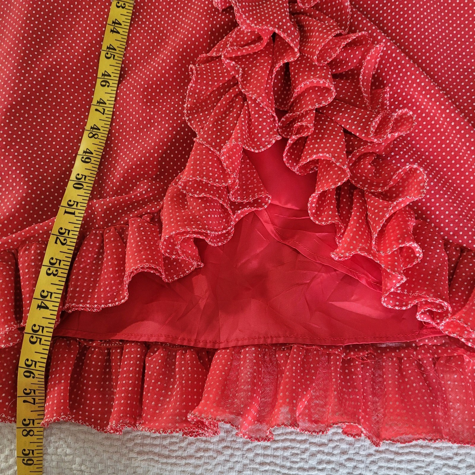 VTG RARE 1970s Miss Elliette Red White Polka Dot Ruffle Sleeveless Dress Size 9