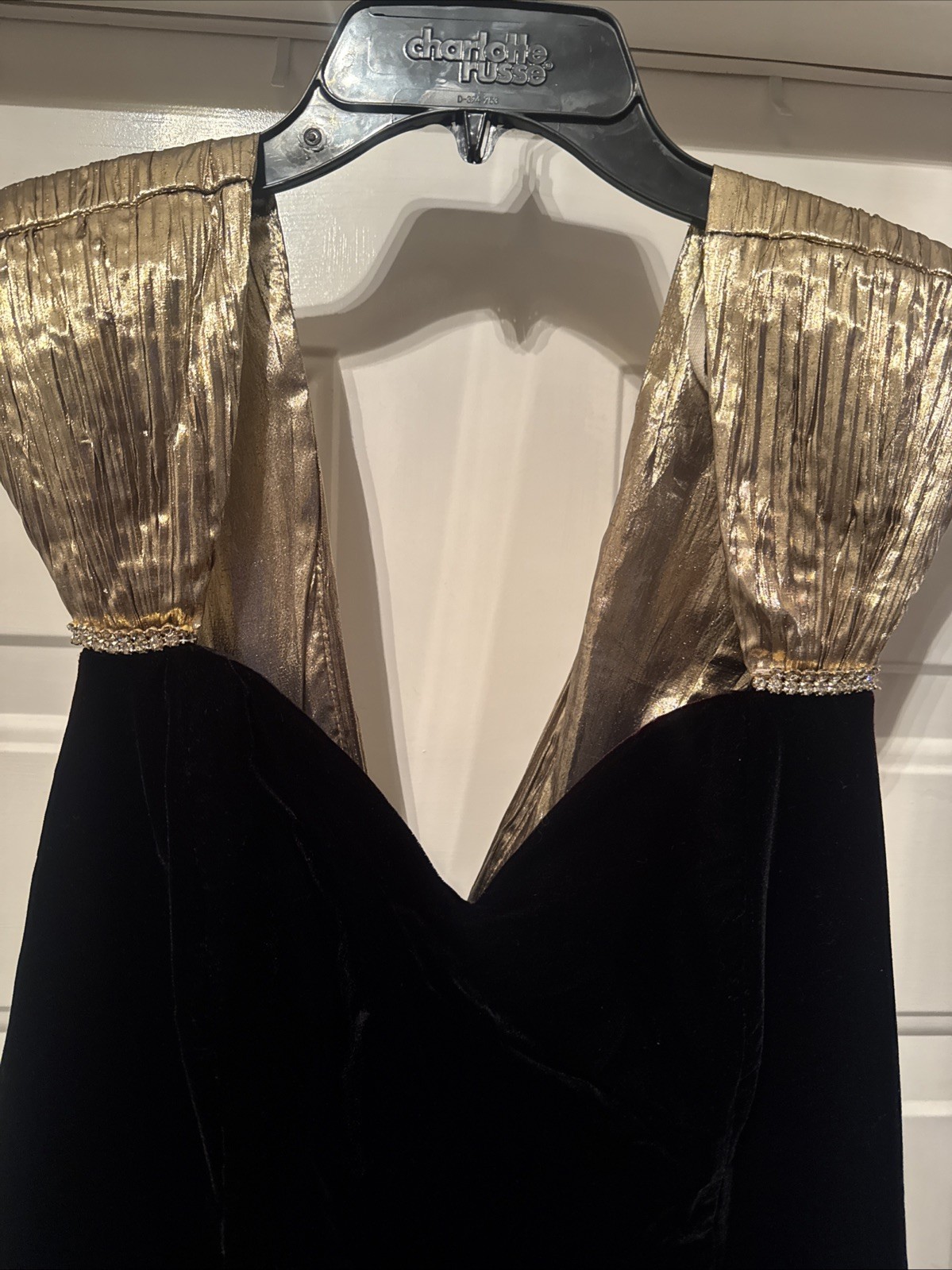 VTG Jessica Howard By Mitchell Rodbell Stunning Velvet Dress Gold Trim Size 10
