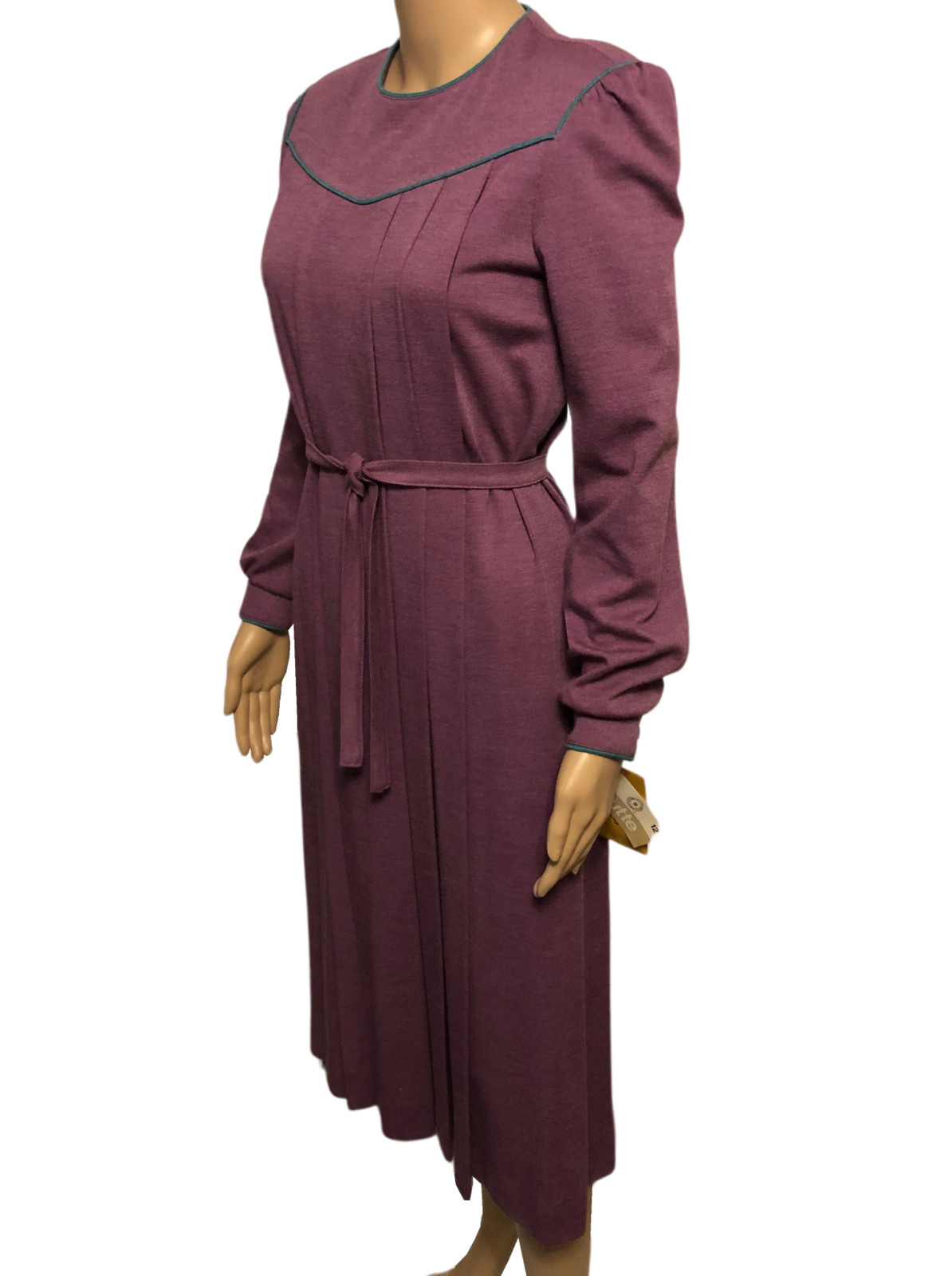 vtg BUTTE 70s 80s Wool Blend Dress Sz 12 Magenta Removable Belt NWT Deadstock