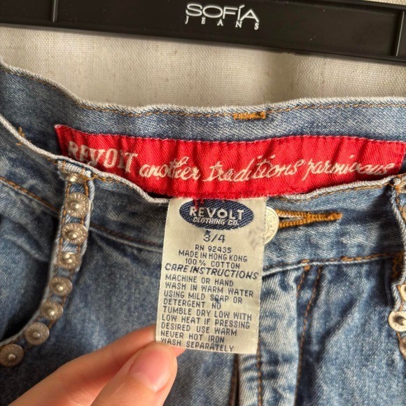 Y2K Grunge Denim revolt Jeans studded pockets straight/loose fit small 25″