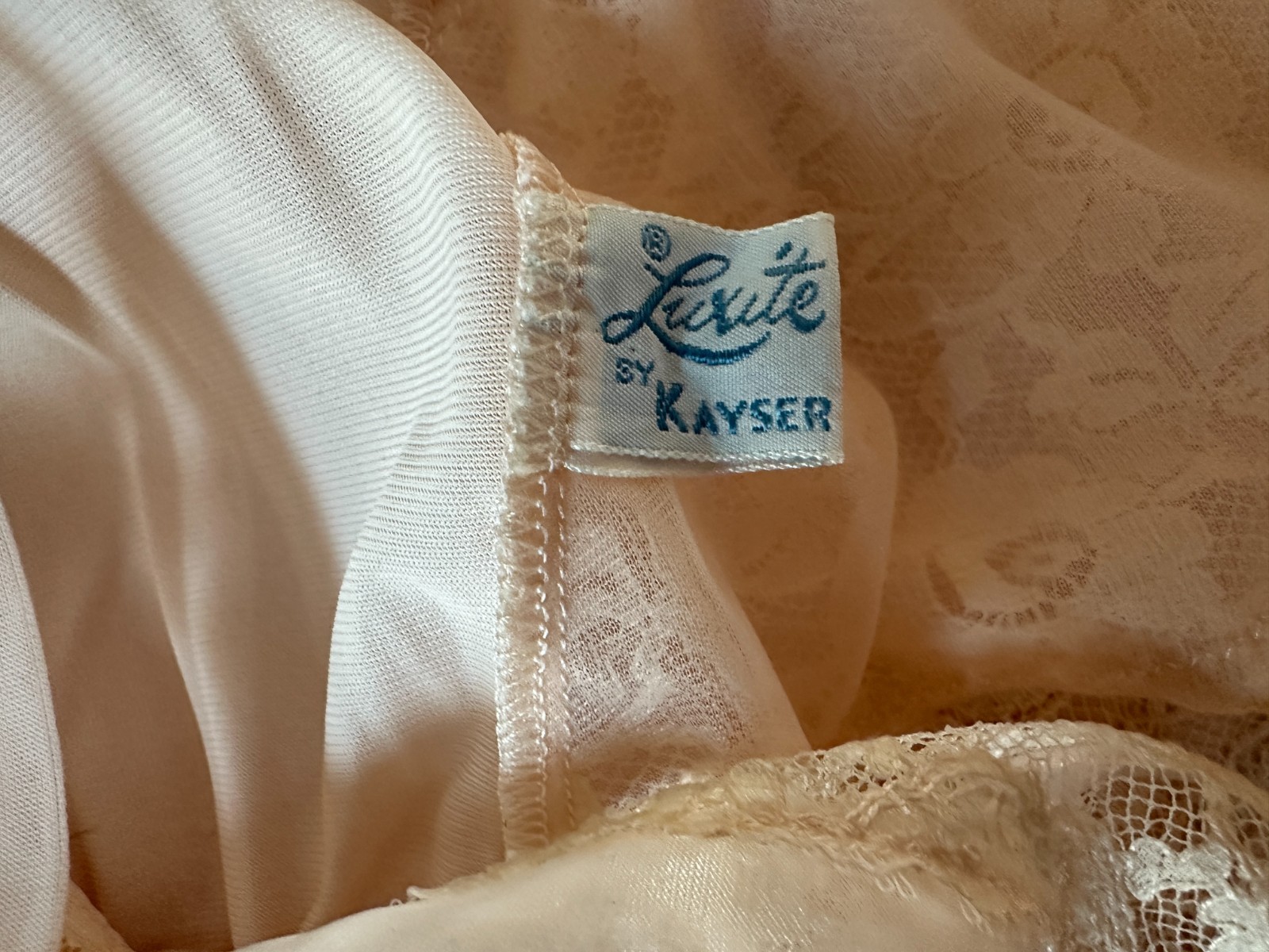 Vintage 1960s Peach Nylon and Lace Nightgown Luxite by Kayser