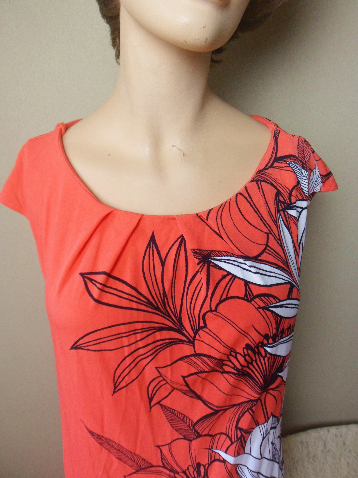 London Times Red Poppy Dress, Vintage Polyester Pencil Dress, Size 6, Cap Sleeve