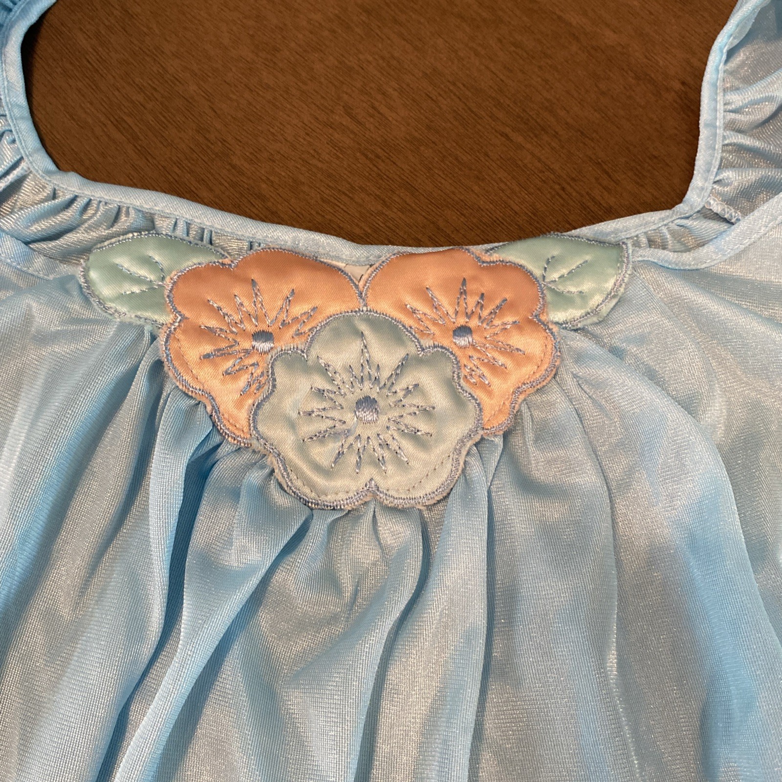 VTG Blue Nylon Babydoll Ruffled Nightie Granny Pantie Set NOS Sz.M (Lg. Panty)