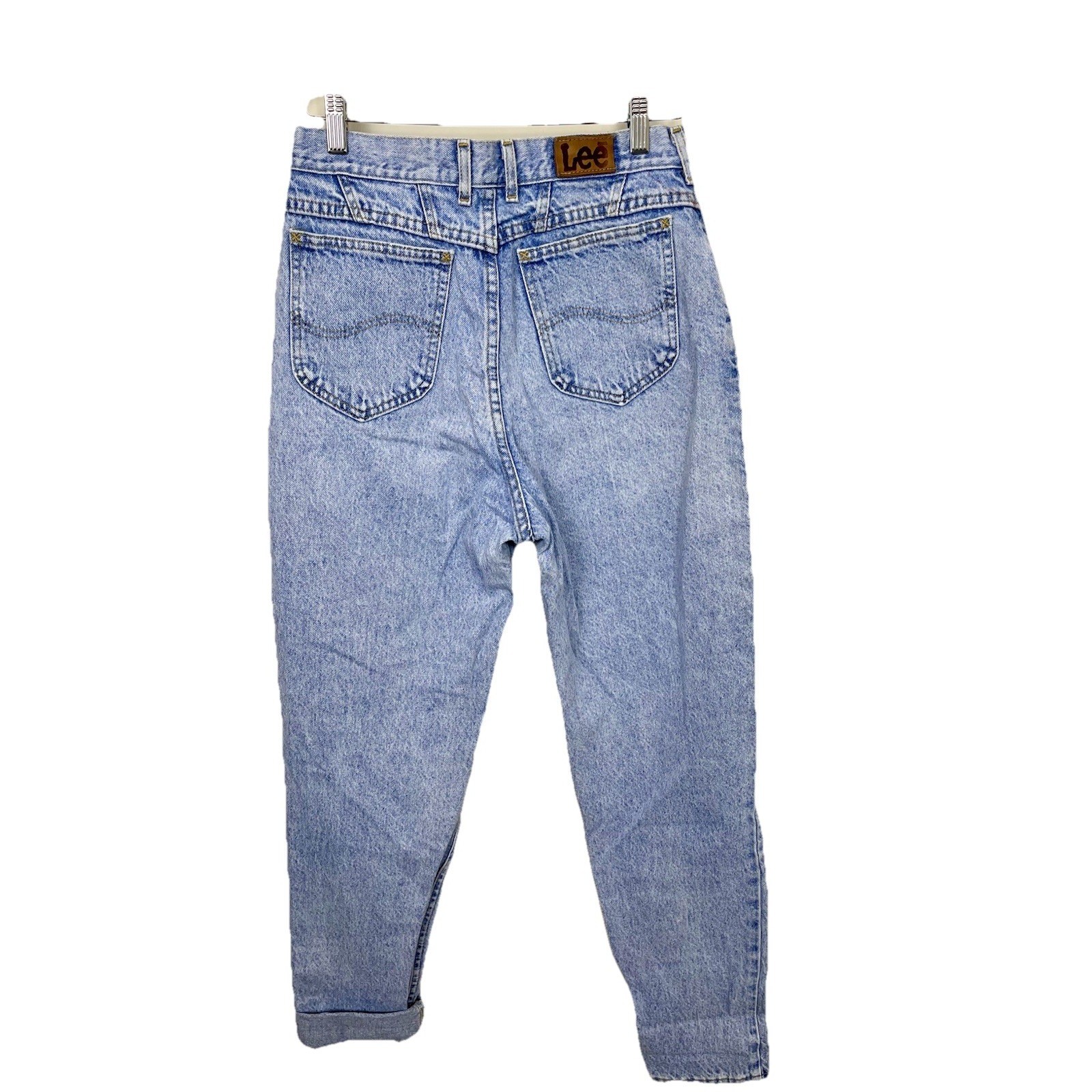 Vintage Lee High Waisted Mom Jeans Light Wash Acid Tapered Leg USA Made 12 Long