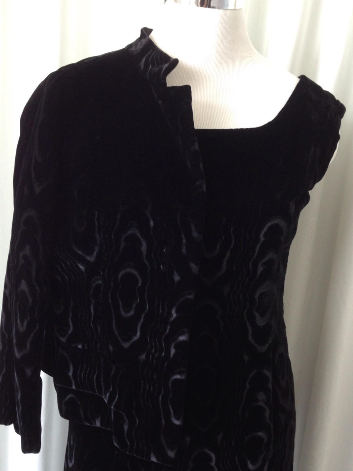 Vintage 60’s Sarah Fredericks Black Velour Moire Dress Suit