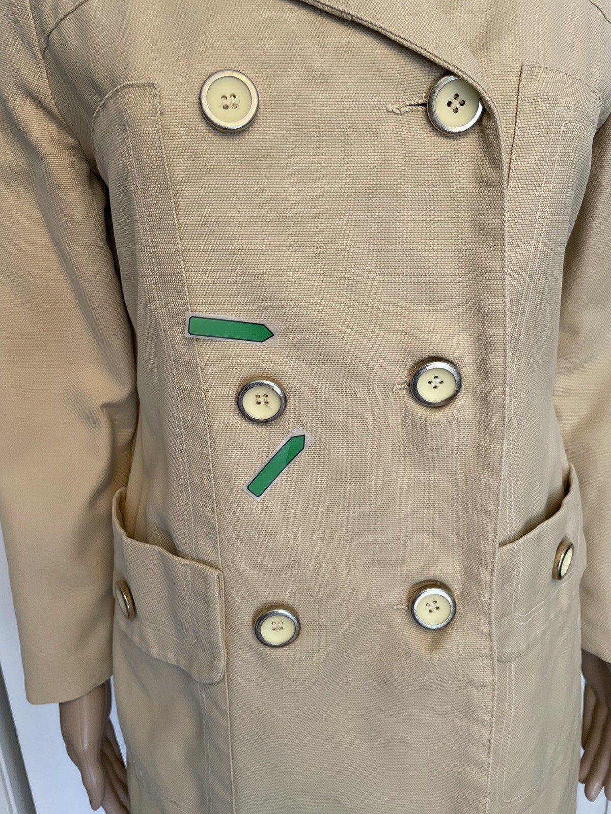 Vintage Jerold Outer Banks Collection XS Beige Double Breasted Lined Jacket Coat
