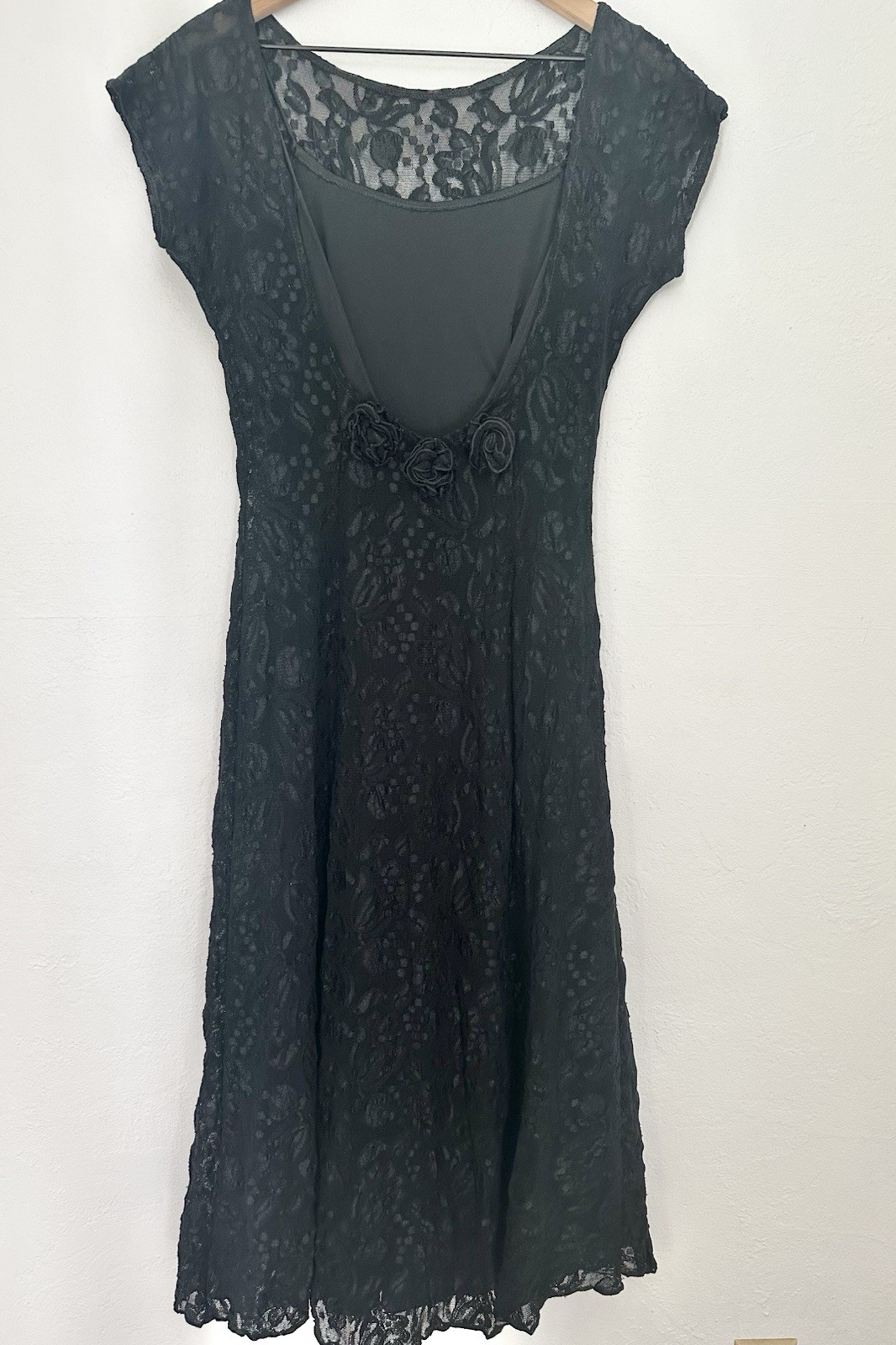 Vtg All That Jazz Black Dress Womens S Black Lace Midi Goth Witchcore Dark Fairy