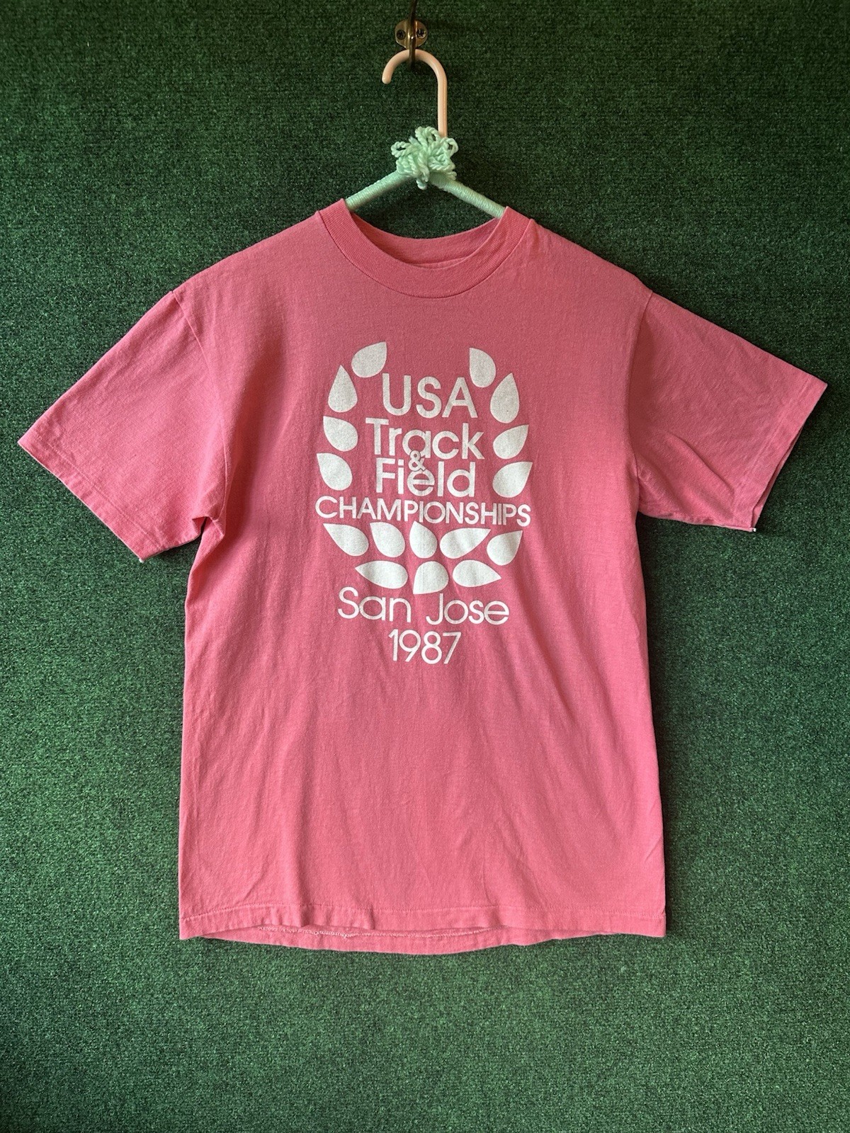 Pink Vintage 1987 Reebok USA Track & Field Championships San Jose TShirt M