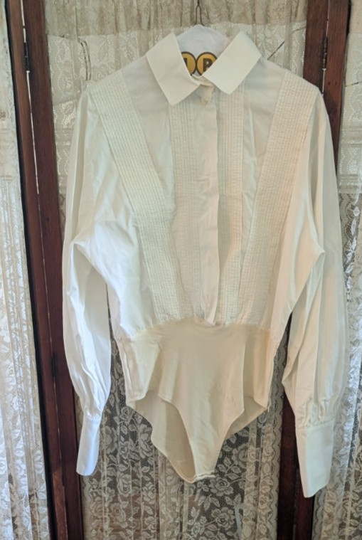 Vintage 80’s 90’s White Christian Dior Paris Boutique Tuxedo Blouse EU 42