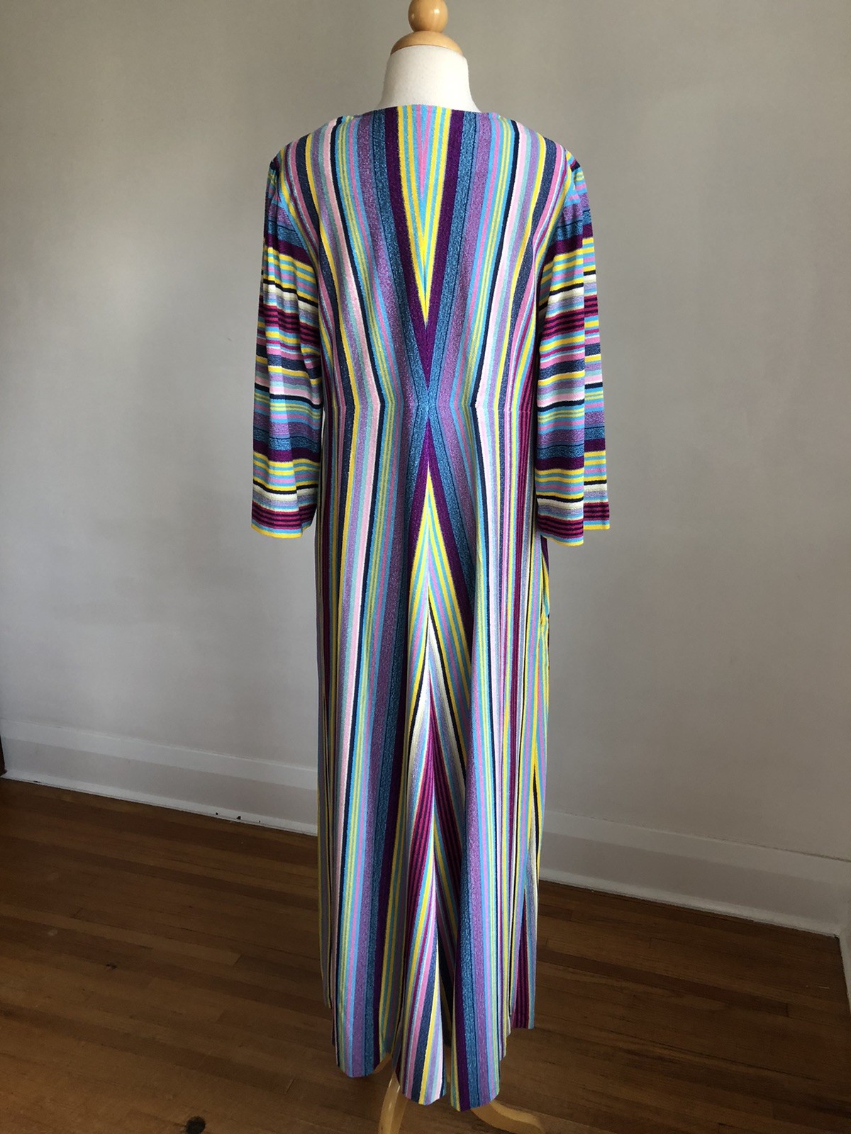 STUNNING VTG NWOT DELA-ANN Loungewear Striped Terrycloth Housedress Caftan M/L