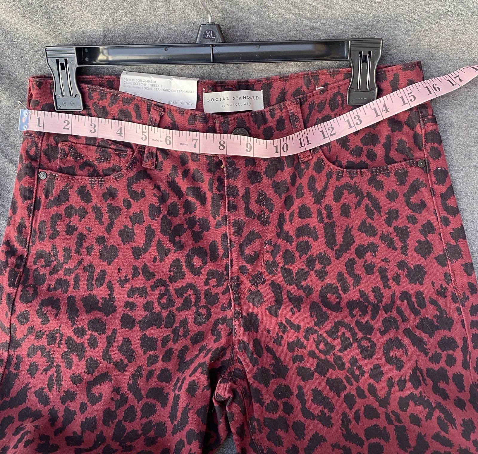 Maroon Cheetah Skinny Jeans Sz 4 By Social Standard New With Tags