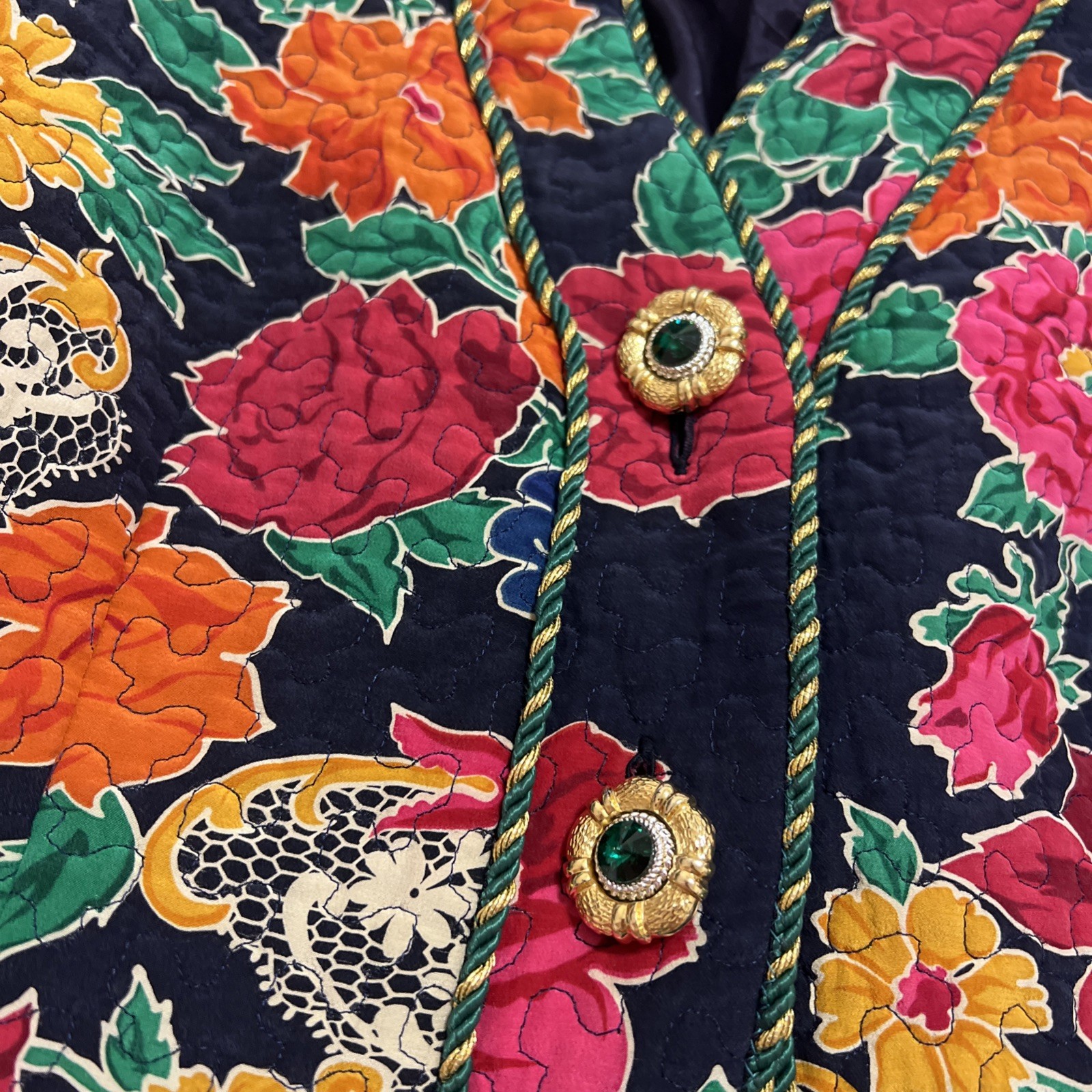 VTG Richie Freeman for Teri Jon 100% Silk Floral Blazer Jacket S10Made In Korea