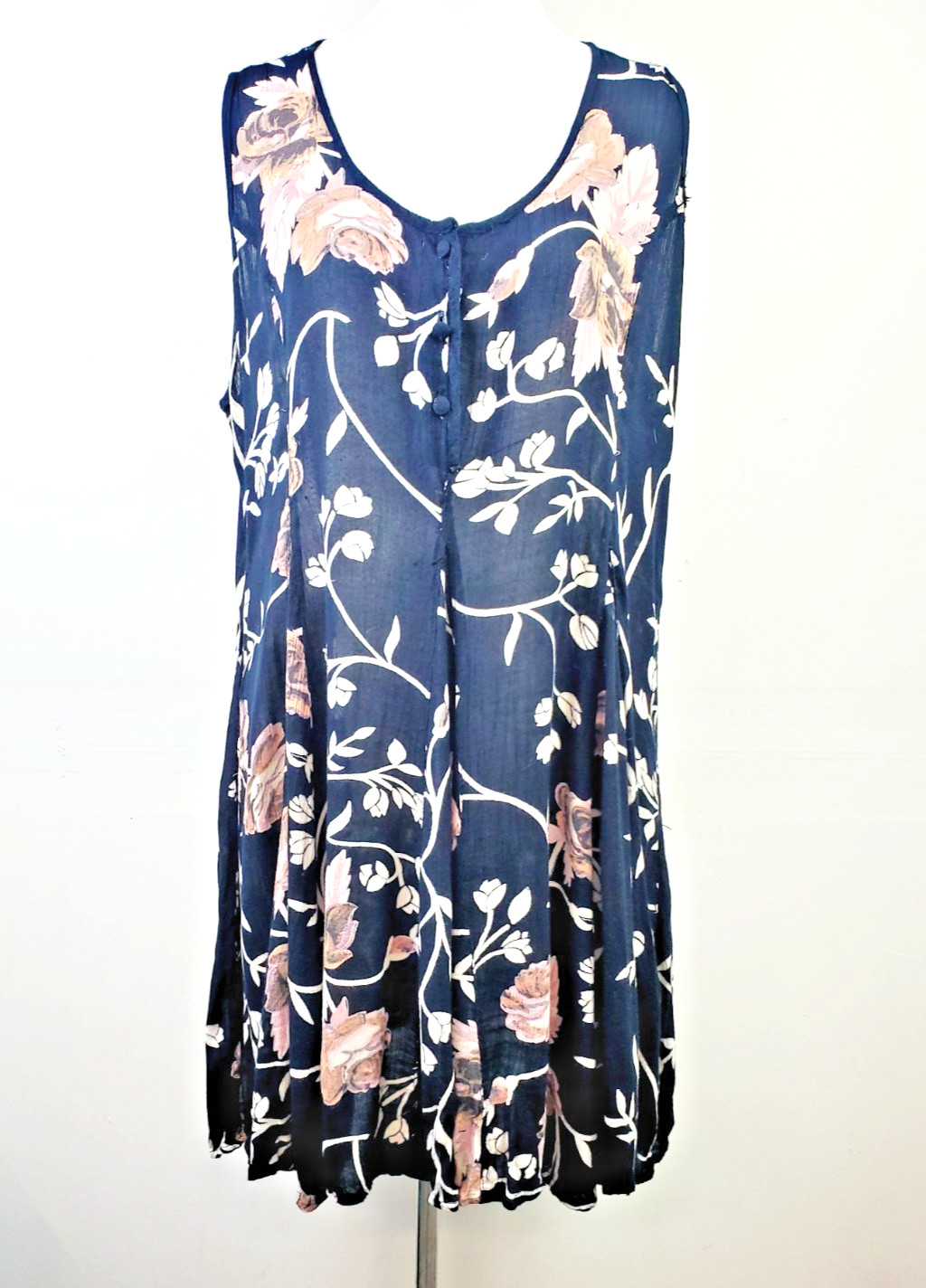 Vintage 90s STARINA Dress Women’s Medium Floral Black Prairie 1990s Mini Loose