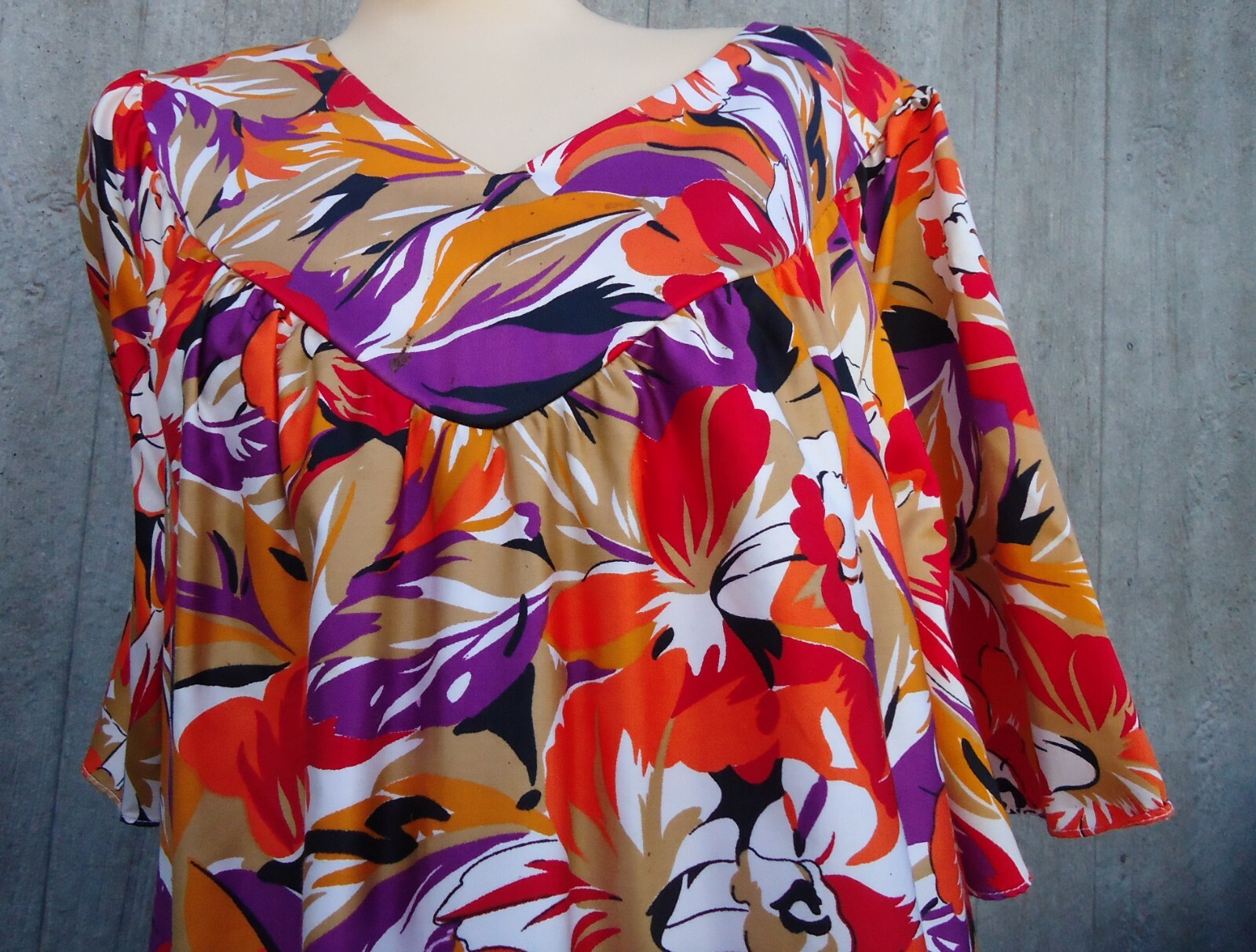 NOS Vtg Hawaiian Tropical Polished Cotton Lounging Dress Muu Muu sz M 12/14 Maxi