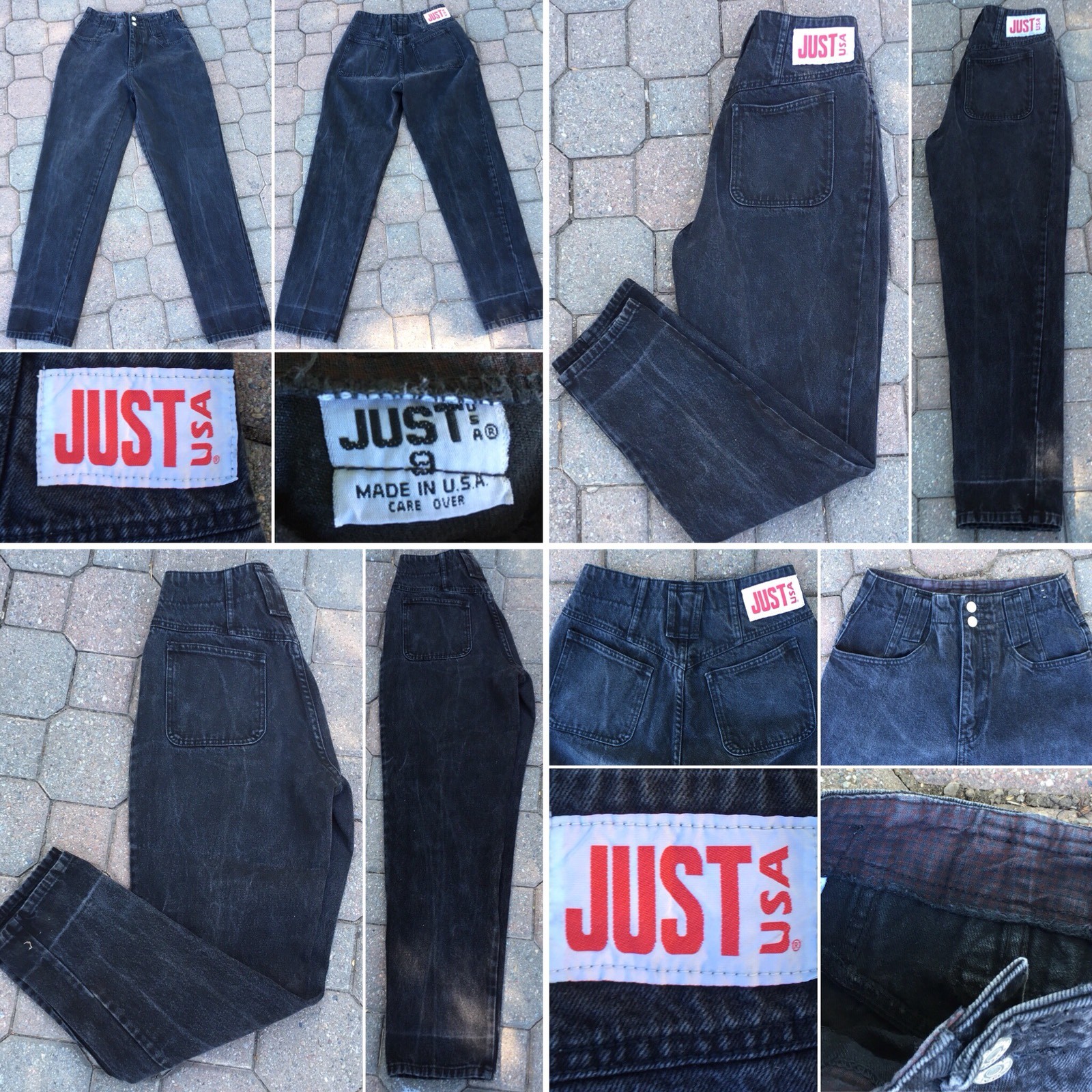 Vintage JUST USA Jeans High Waist Tapered Leg 80s 90s Sz 9 26” Waist Made In USA