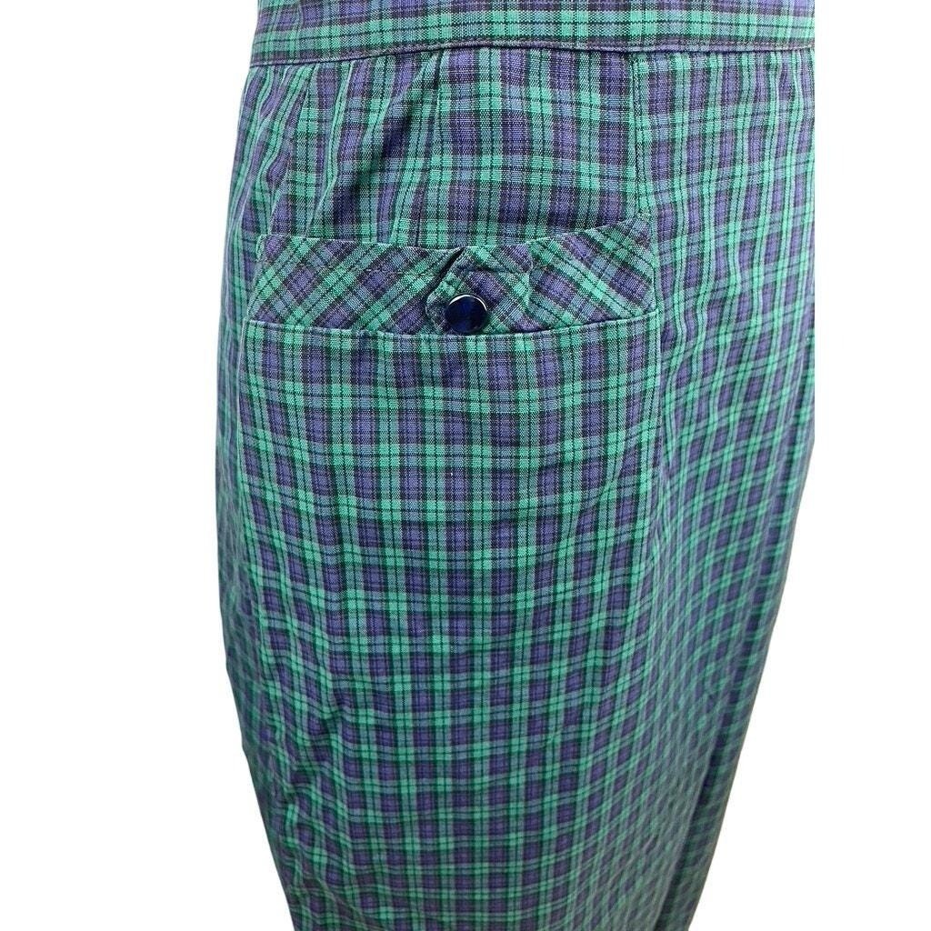 Vintage 60s Womens (S) Tartan Plaid Pencil Skirt Pockets GURIAN Midi Rockabilly