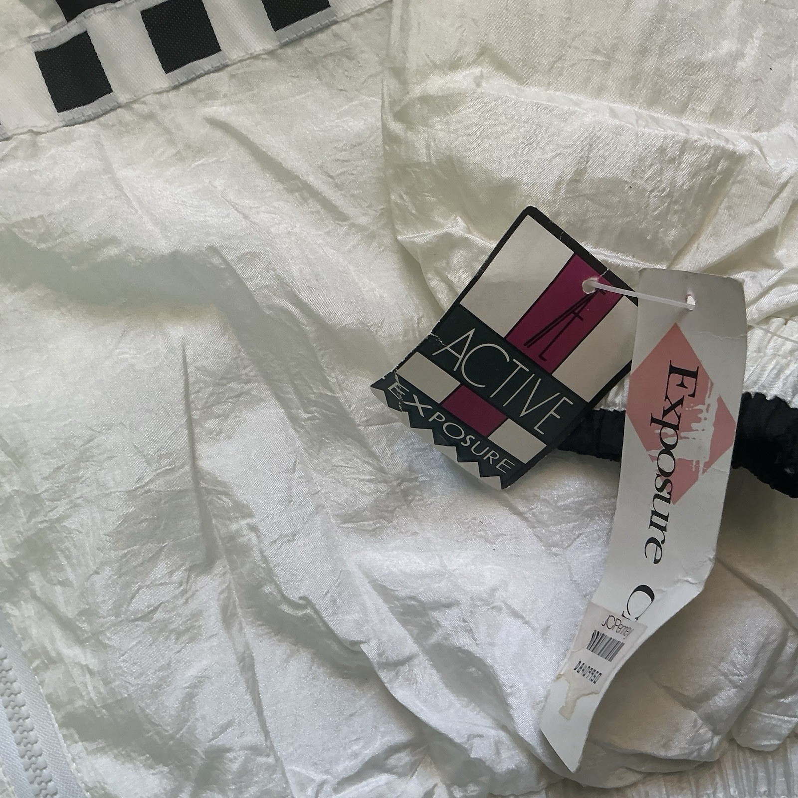 Vintage 90s Active Exposure Windbreaker Track Suit Checkerboard White Black Set