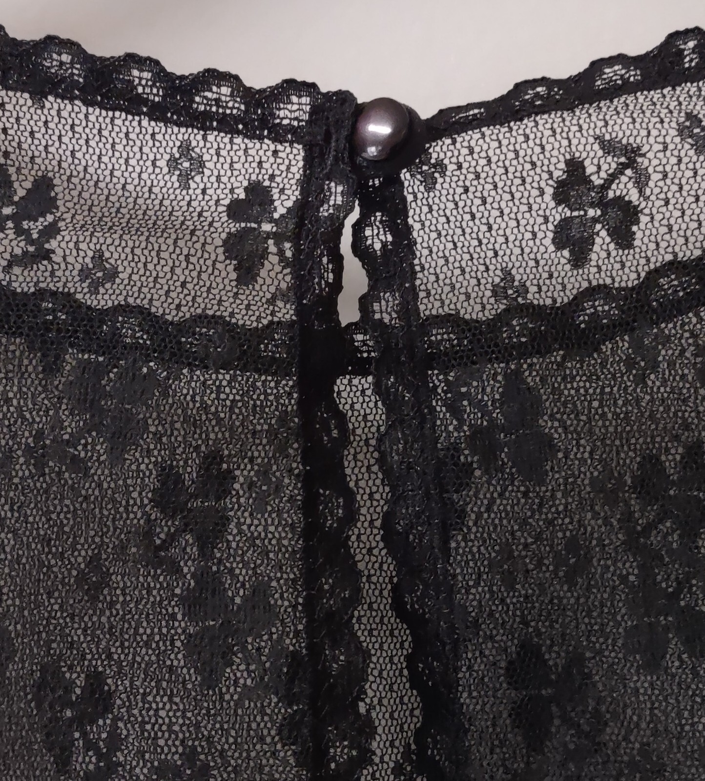 Vintage Jolie Two Black Nylon Sheer Lace Floral Step In Teddy S