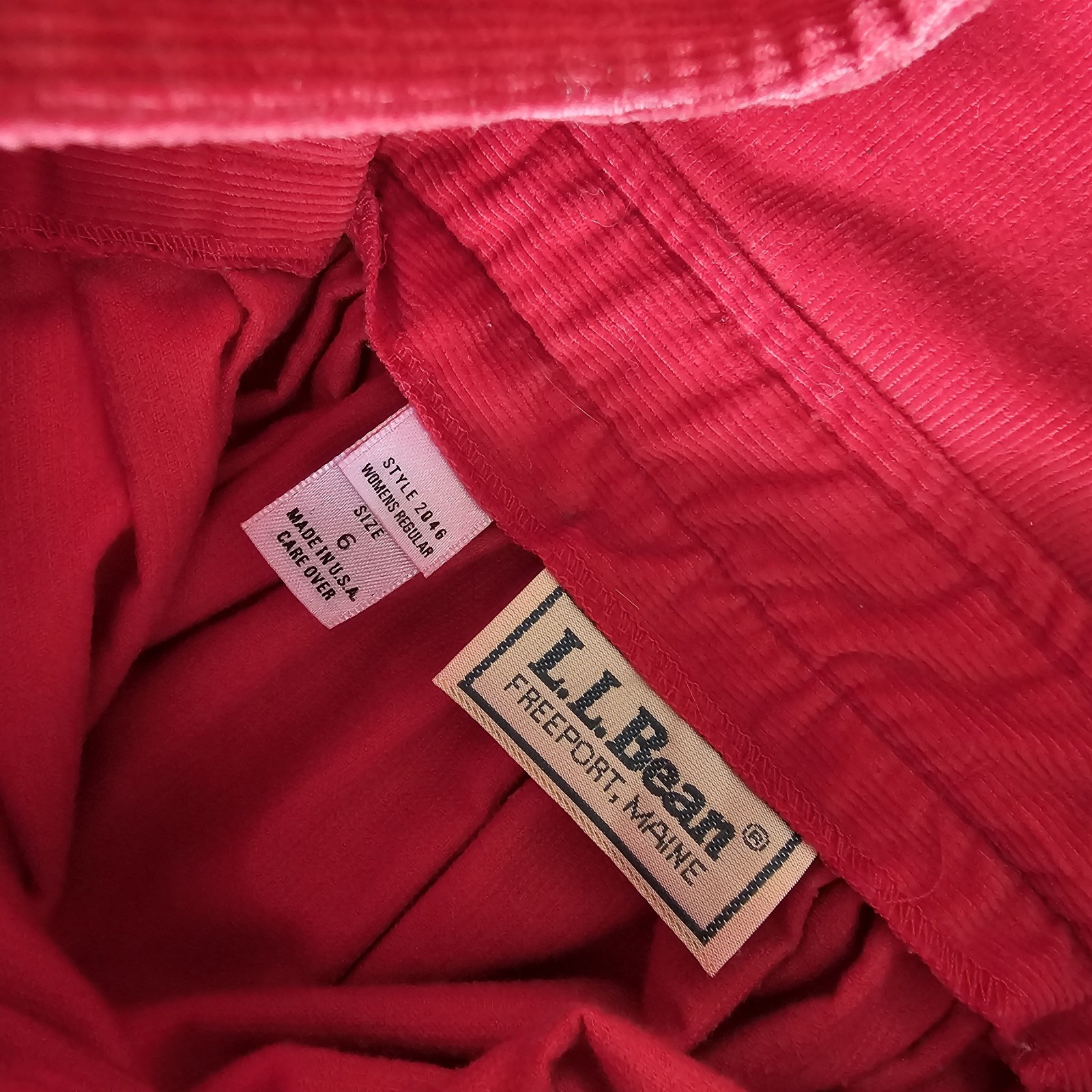 1980s 1990s L.L. Bean Lipstick Red Corduroy Pinafore Jumper Midi Dress #74
