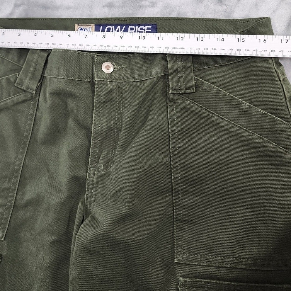 Vintage Cruel Girl Pants Womens 33 Green Low Rise Wide Leg Cargo Pockets Grunge