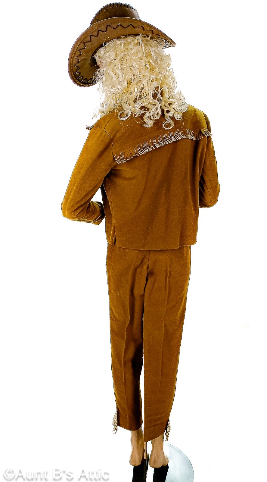 Western Cowgirl Outfit 3Pc Vtg 60’s-70’s Br/Tan Fringed Pant Shirt & Jacket SM