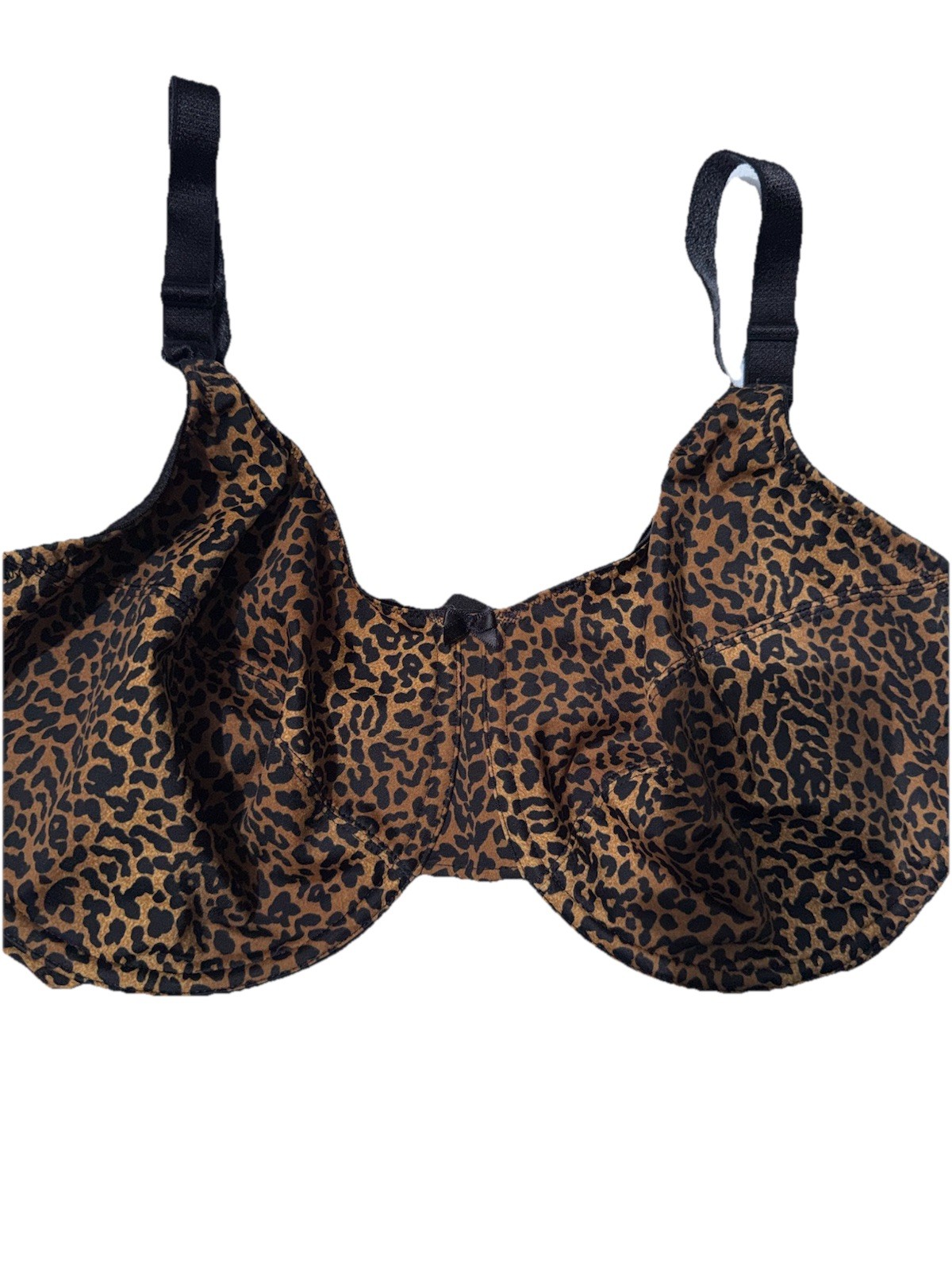 Vtg Bra UW Leopard Vanity Fair Animal Unlined Wide Band Copper Black Brown 40DD