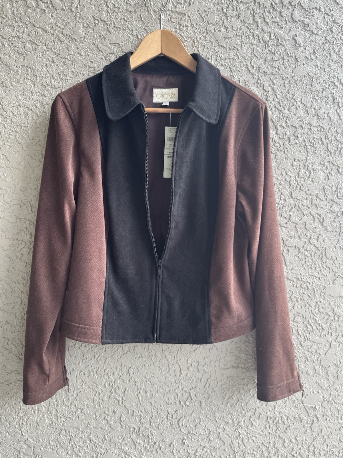 Vintage Caché Womens Novelty Jacket Reptiles Print Lined Black Brown Size L NEW