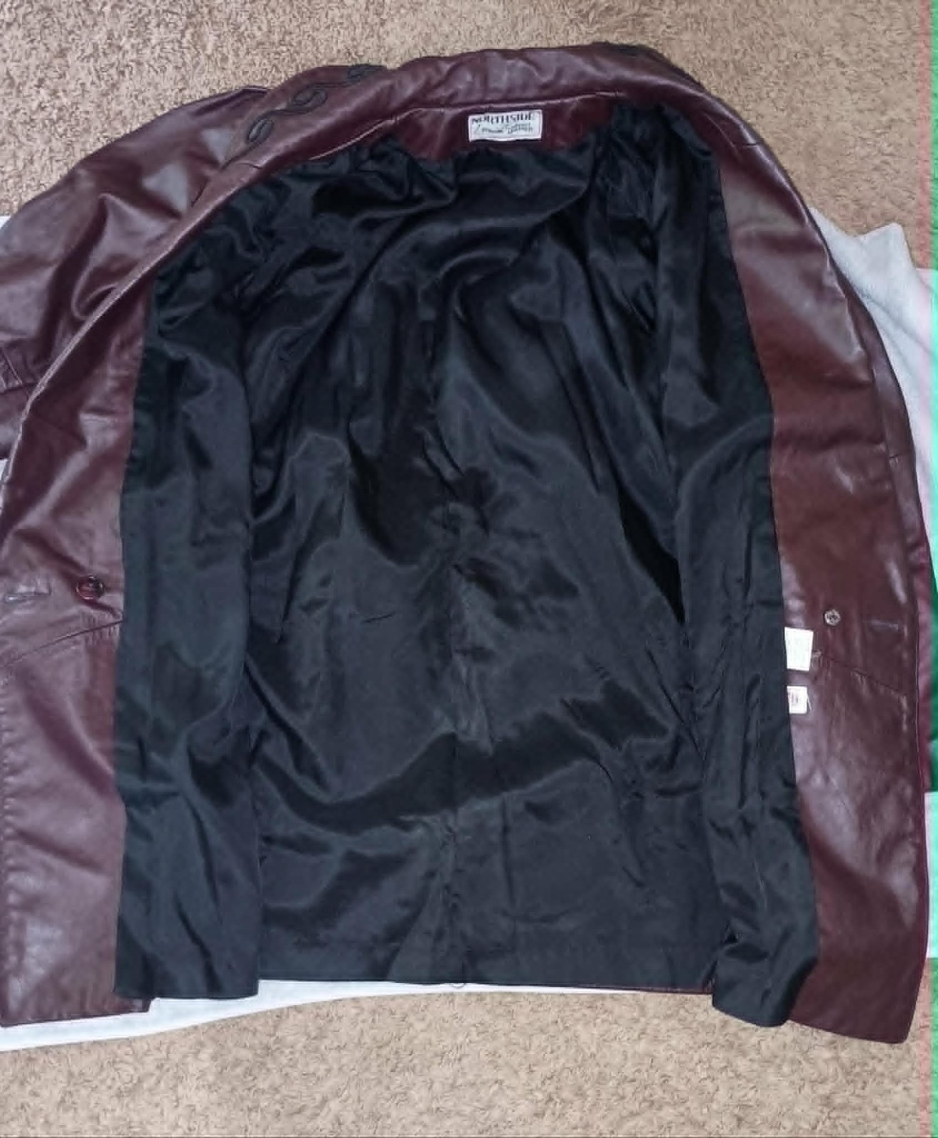 Vintage Northside Genuine Leather Jacket- Mahogany W/Scroll Embroidery on Collar