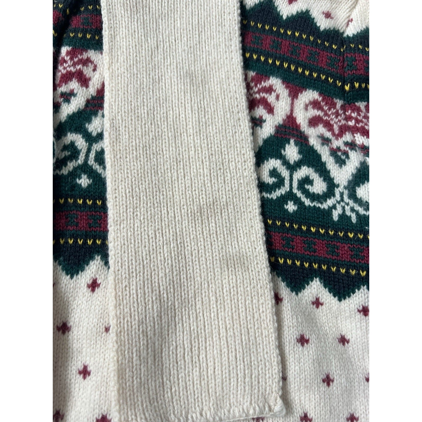 Vintage Cullinane Fair Isle Cardigan Sweater Scarf Cream Red Green Wool Angora