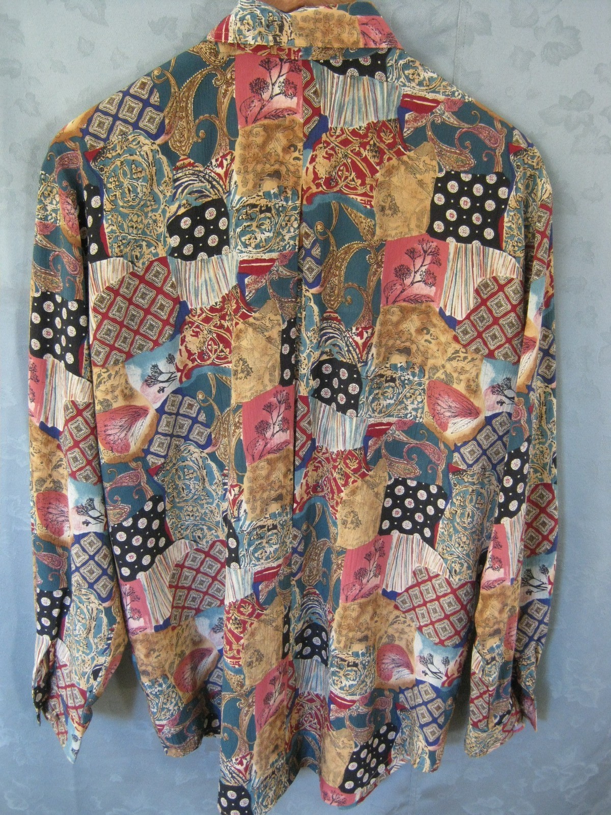 80’s Christie & Jill Size Small Oversized Tunic Shirt Patchwork Print Top