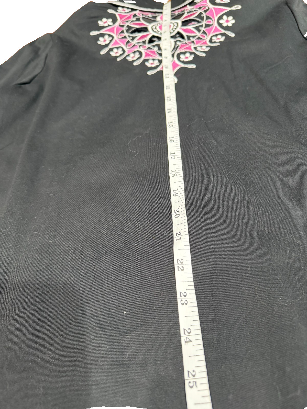 Bob Mackie Wearable Art Black floral Embroidered Cut Out Jacket