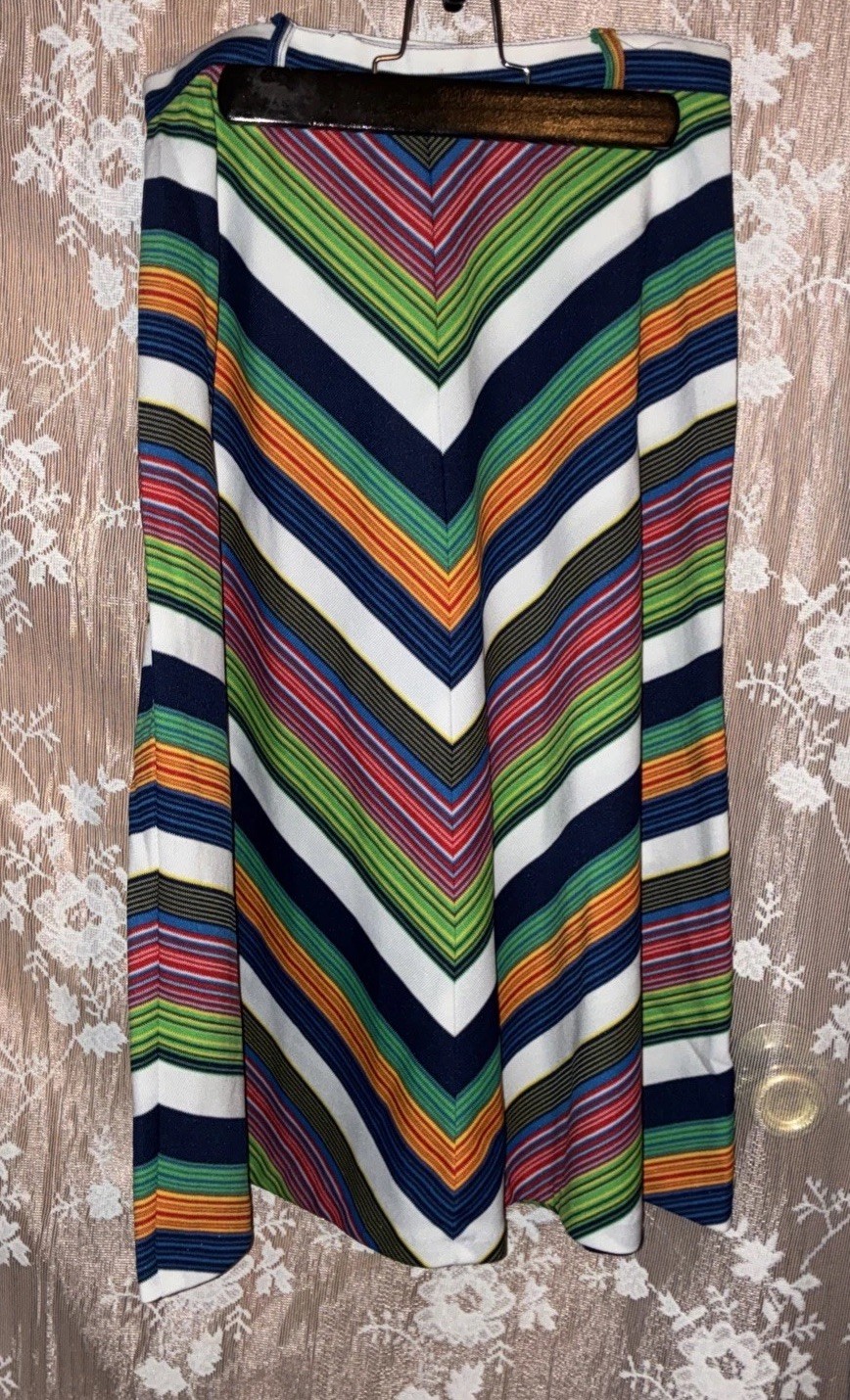Vintage 70s Tomboy of California? Retro Rainbow Stripe A Line Mini Skirt