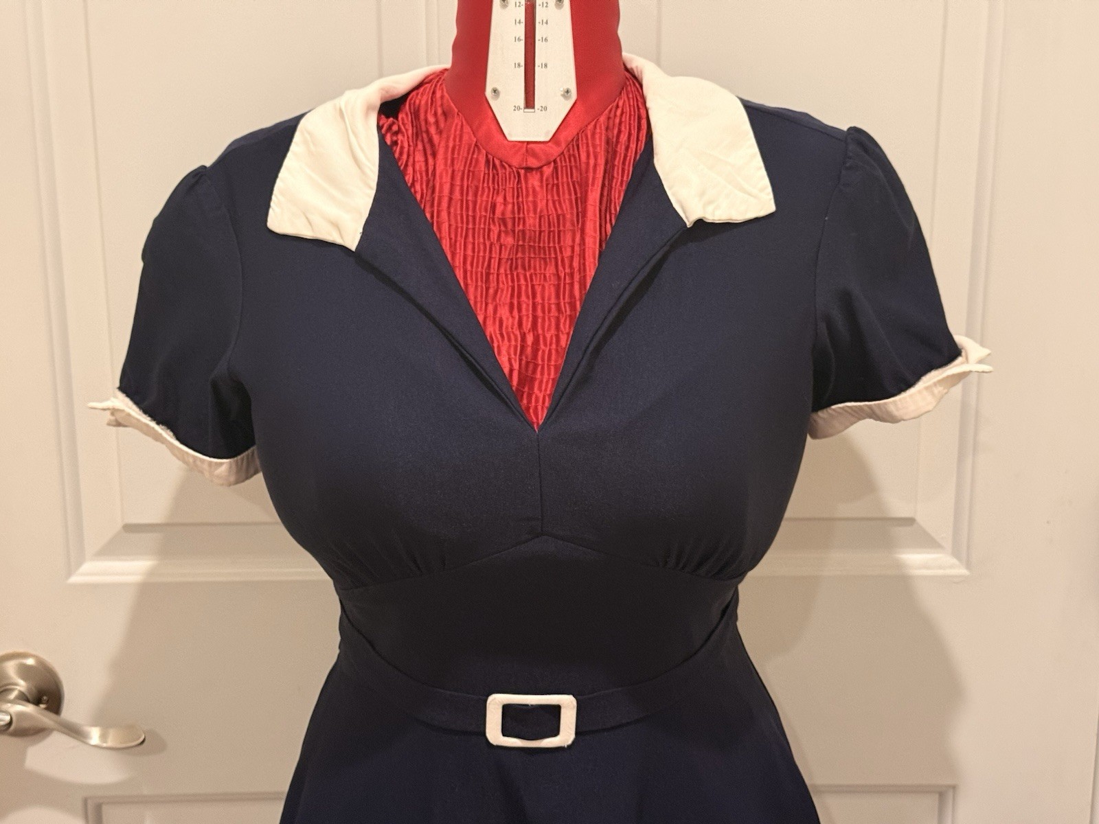 Women’s Stop Staring! Size L Fit And Flair Sailor Inspired Swing Dress