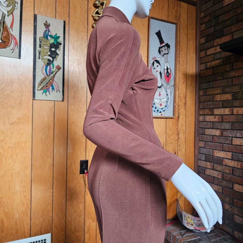 Vtg 80s Urban Ski Bunny Corset Seams Catsuit Slinky Stirrup Pants Jumpsuit S/M