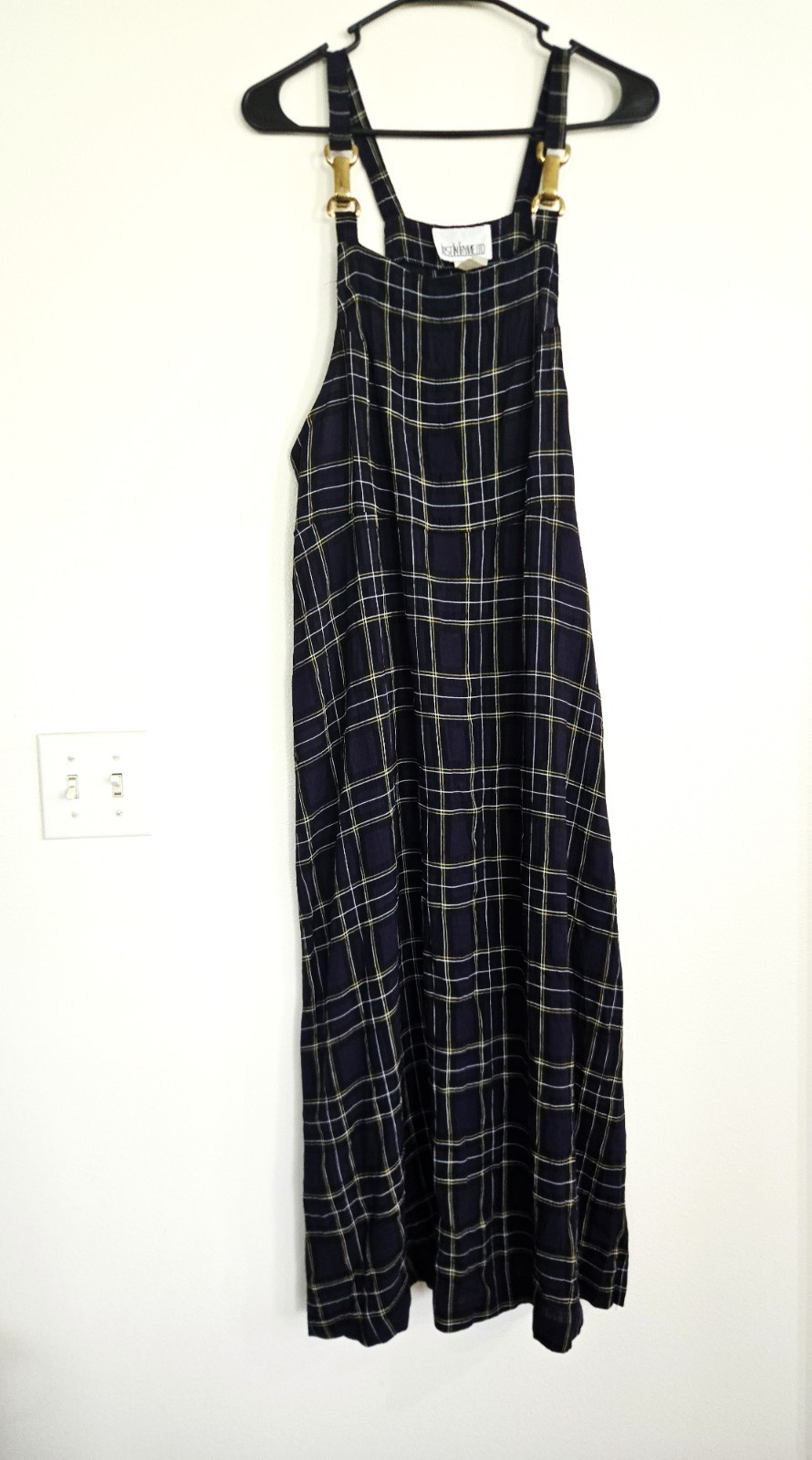 Vintage 90s Just In Thyme Ltd Plaid Jumper Dress Size 10 Pinafore Maxi
