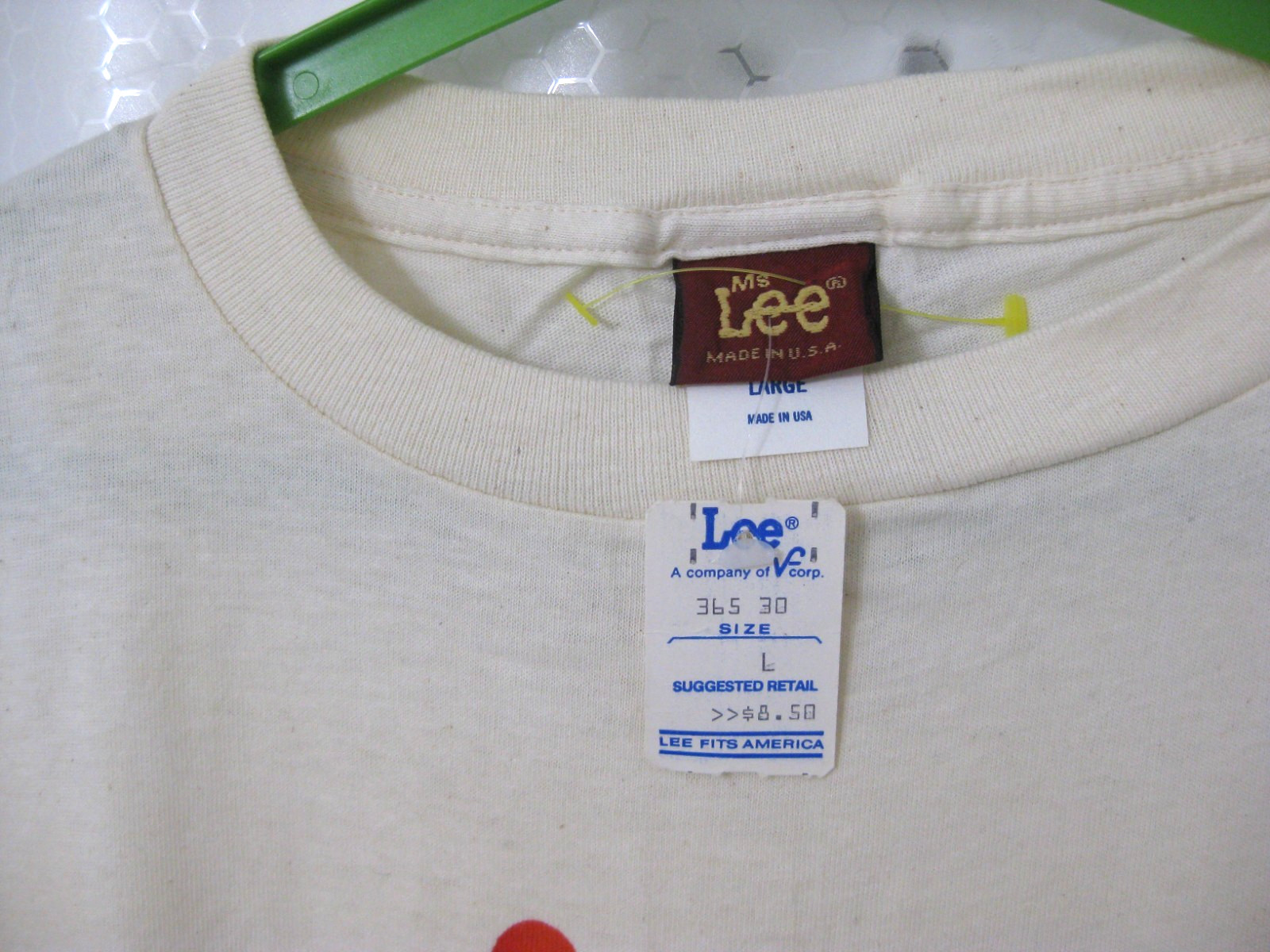 Vtg Ms Lee Logo Tshirt Ladies Large USA Manila Beige NWT NOS