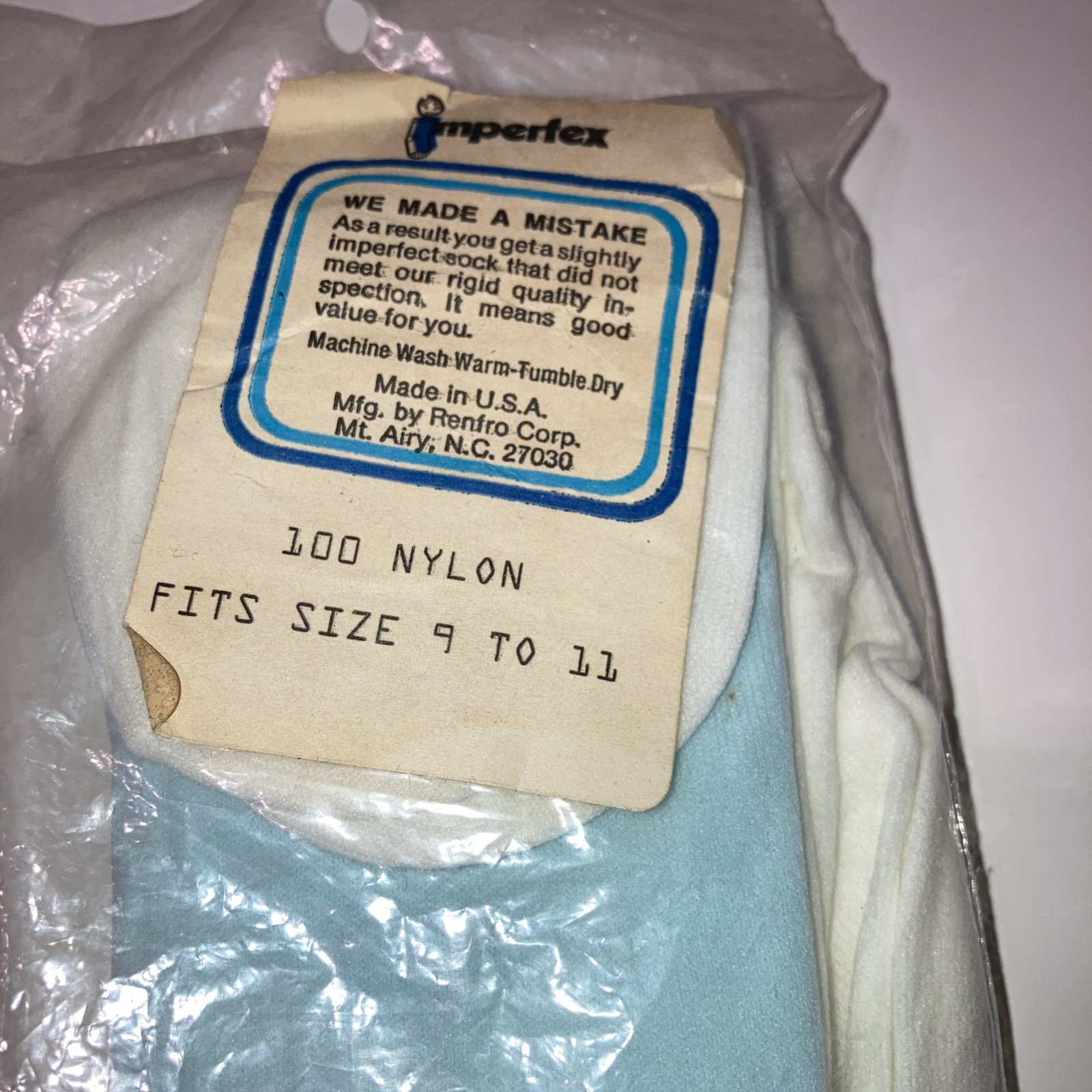 WOMENS Vintage Nylon Crew Socks 3 Pack Slightly Irregular USA Made Rare Socks