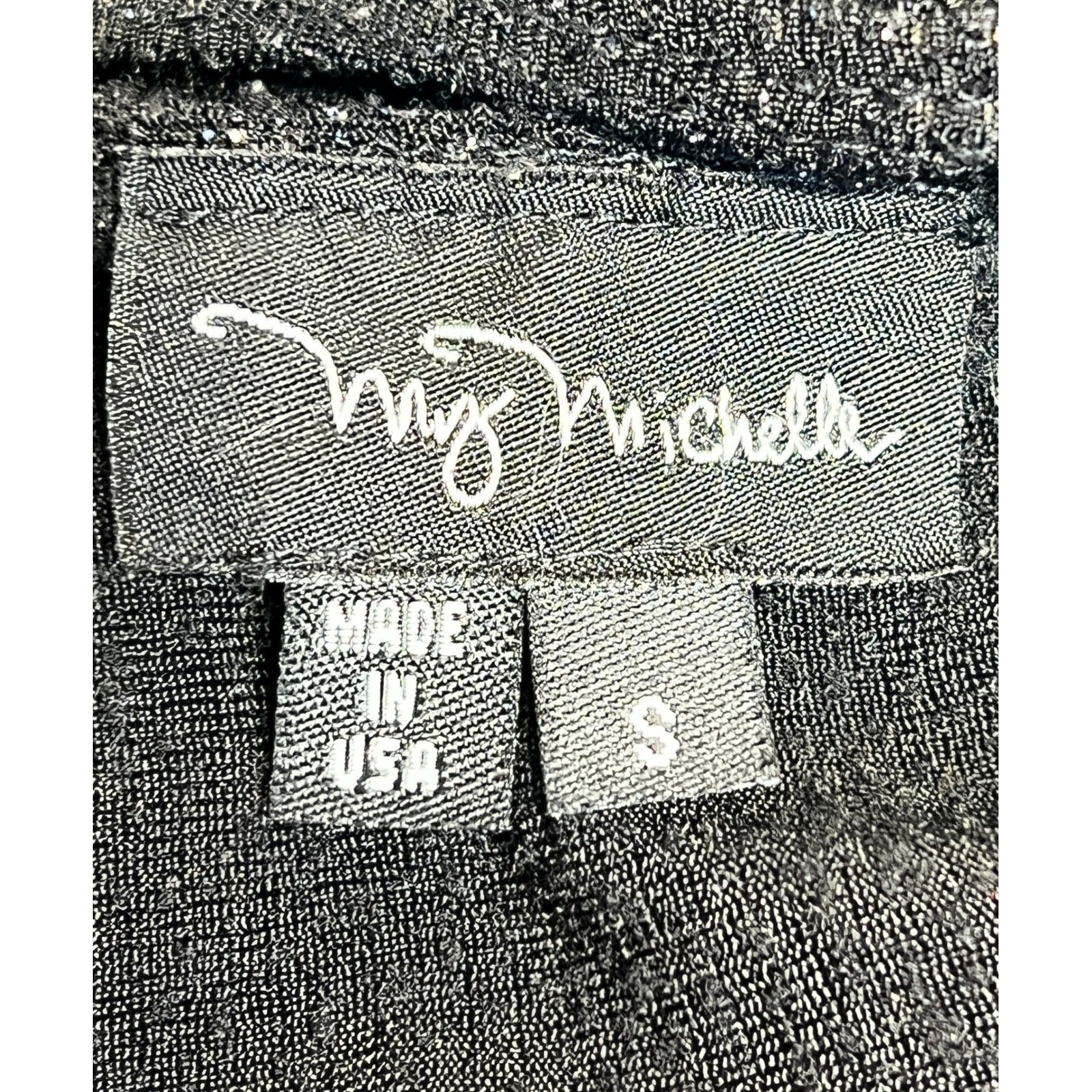 My Michelle Vintage Halter Dress Small Black Silver Glitter Ruched Y2K Fairy USA