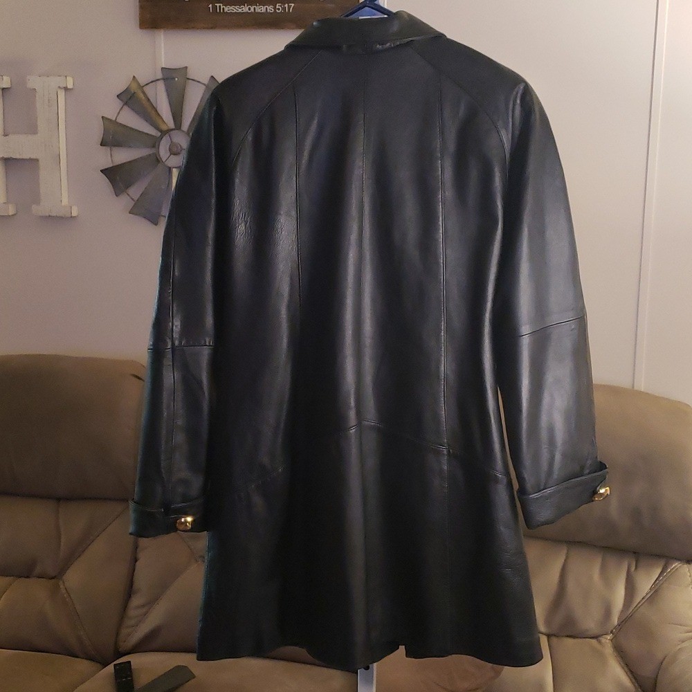 Hillary Paige Vintage 80’s 90’s Leather Trench Coat Ladies Medium Petite