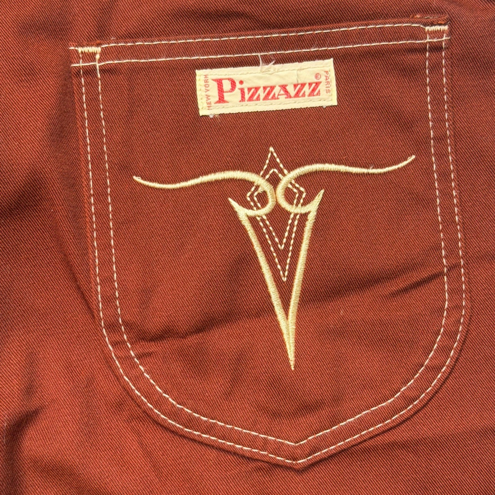 Pizzazz Vintage Pants Rust Brown Western High Rise Straight Leg Size 12 USA 70s