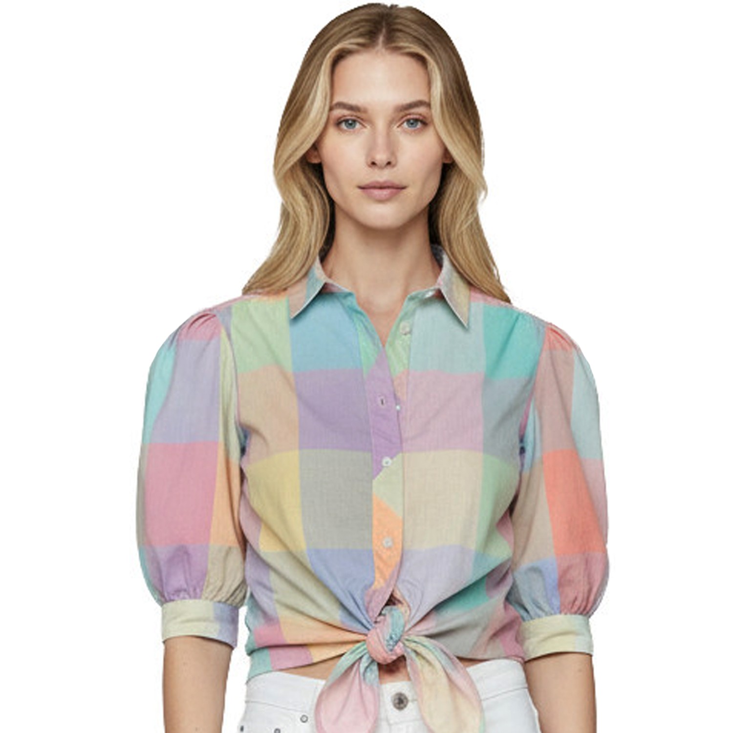 1980s Vintage Button Shirt Top Blouse Fairy Kei Rainbow Kawaii Cheryl Tiegs 8