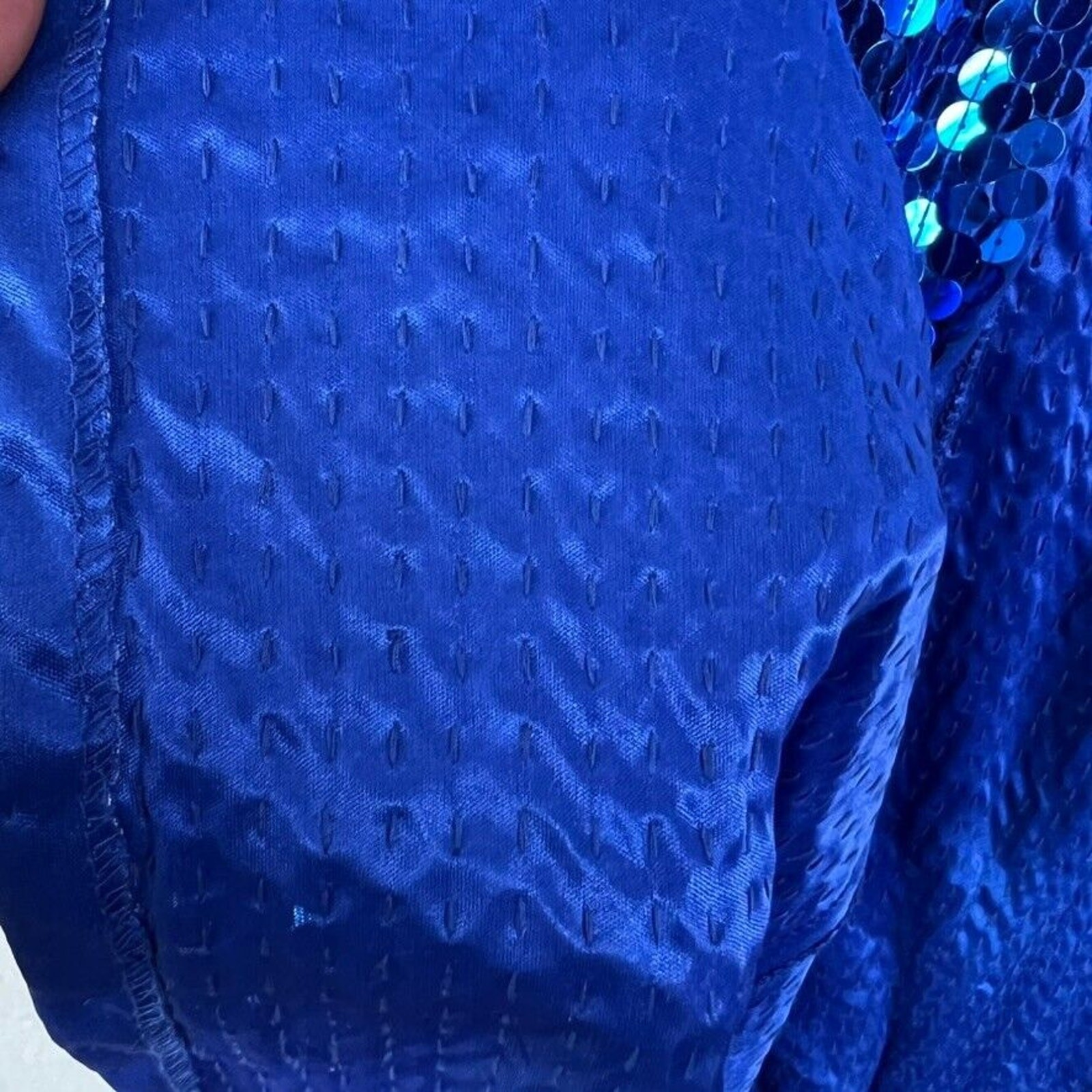 Niteline Della Roufogali Dress 6 Blue Long Maxi Neck Sequin Party Vtg 80s 90s