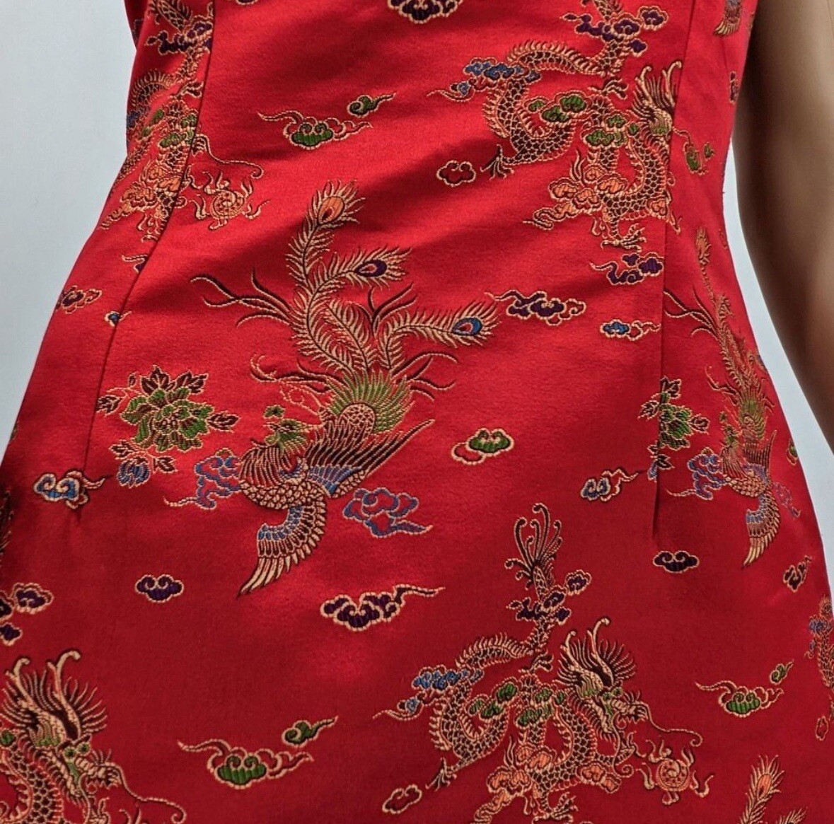 Vintage 90s Frederick’s of Hollywood Mini Dress Dragon Embroidery Asian