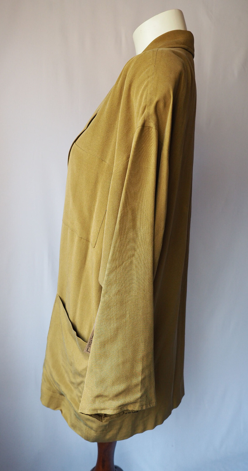 Vintage Dianne B. Cygne 100% Silk Oversized Blazer Printed Silk Lining Citron P