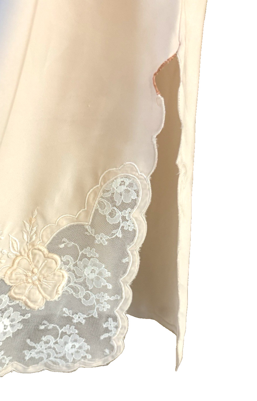 Vintage Half Slip with Cutouts and Lace Trim Size Medium Blush Peach Side Slits