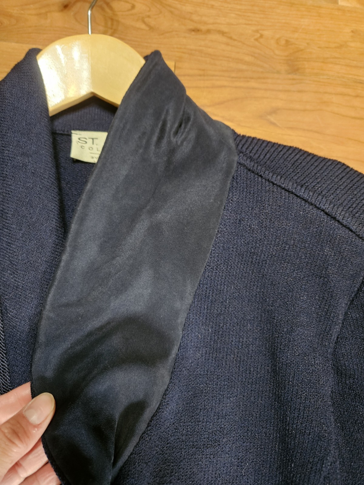 Vintage St. John Collection By Marie Gray Navy Blue Santana Knit Blazer Size 6