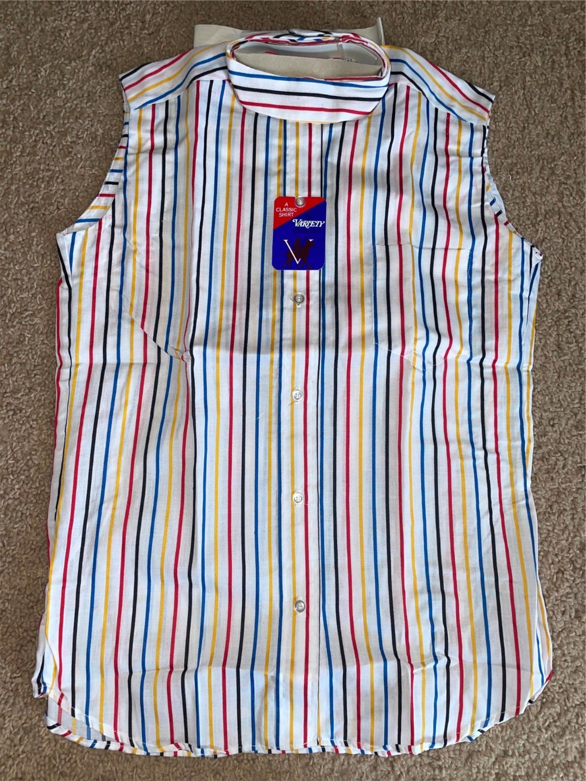 VTG 70 WOMEN 32 VARIETY SLEEVELESS DISCO EQUESTRIAN SHOW RAINBOW STRIPE SHIRT